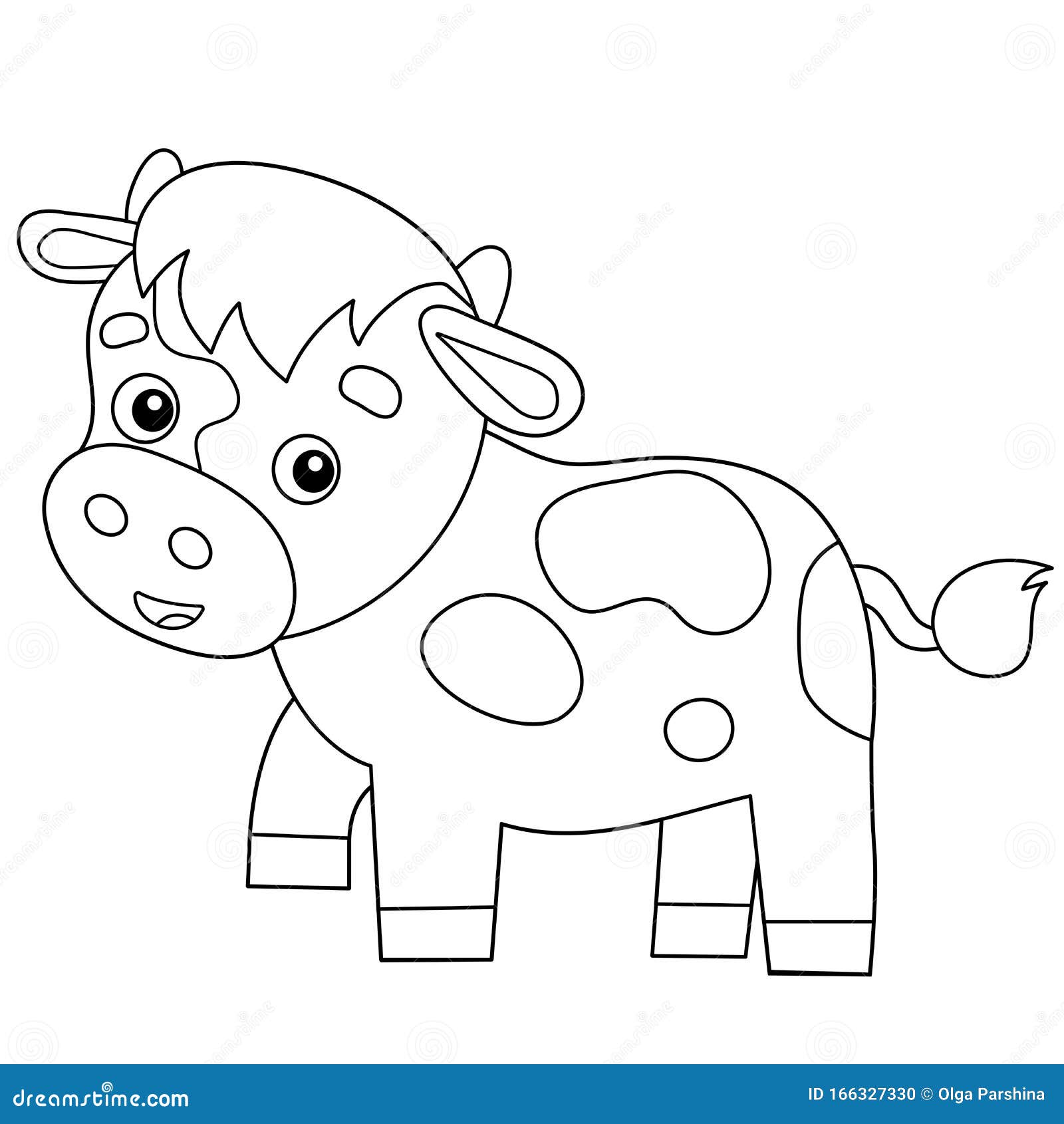 Coloring Page Outline of Cartoon Calf or Kid of Cow. Farm Animals ...