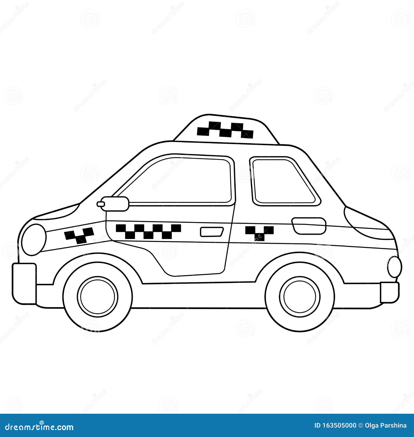 Download Coloring Page Outline Of Cartoon Car. Taxi. Images ...