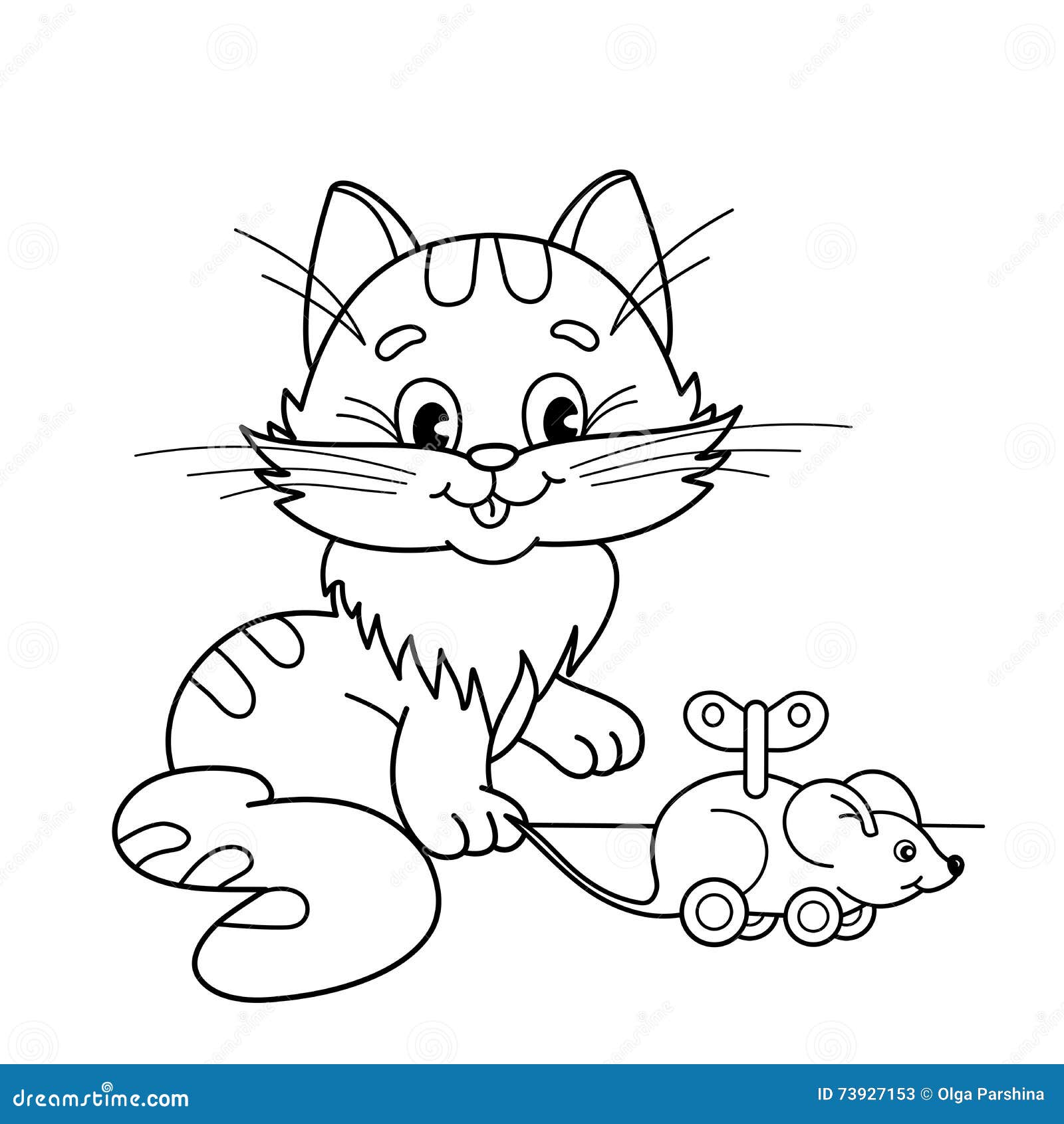 Coloring Page Outline Of Cartoon Cat With Toy Clockwork Mouse Coloring Book For Kids Stock Vector Illustration Of Clockwork Book