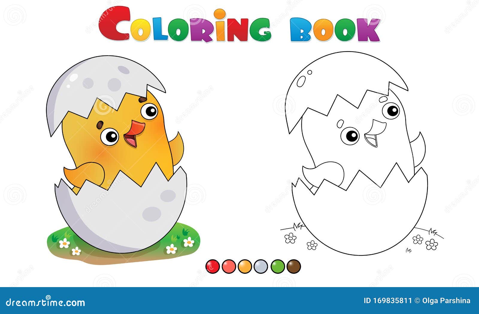 Download Coloring Page Outline Of Cartoon Chick With Egg. Farm ...