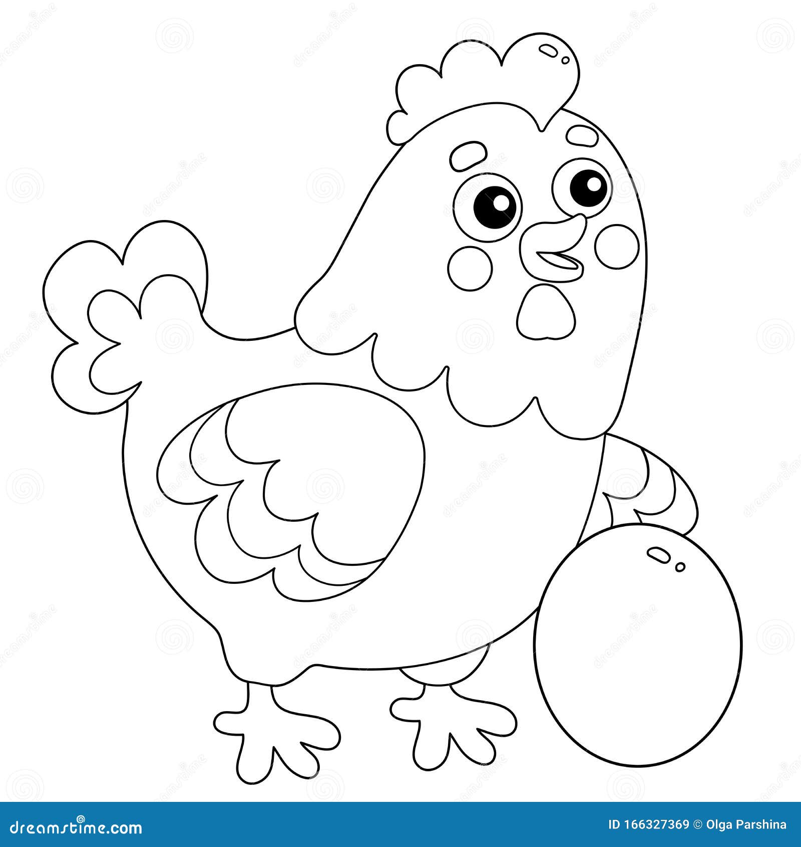 Download Coloring Page Outline Of Cartoon Chicken Or Hen With Egg ...