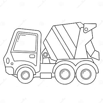 Coloring Page Outline of Cartoon Concrete Mixer. Construction Vehicles ...