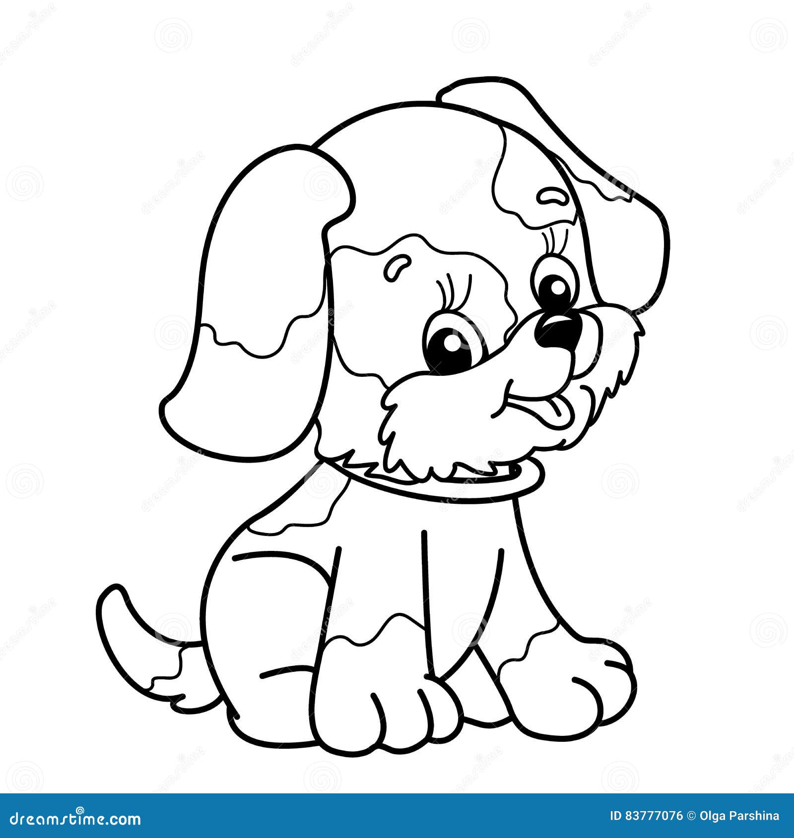 Coloring Page Outline Of Cartoon Dog. Cute Puppy Sitting. Pet. Stock Vector - Illustration of ...