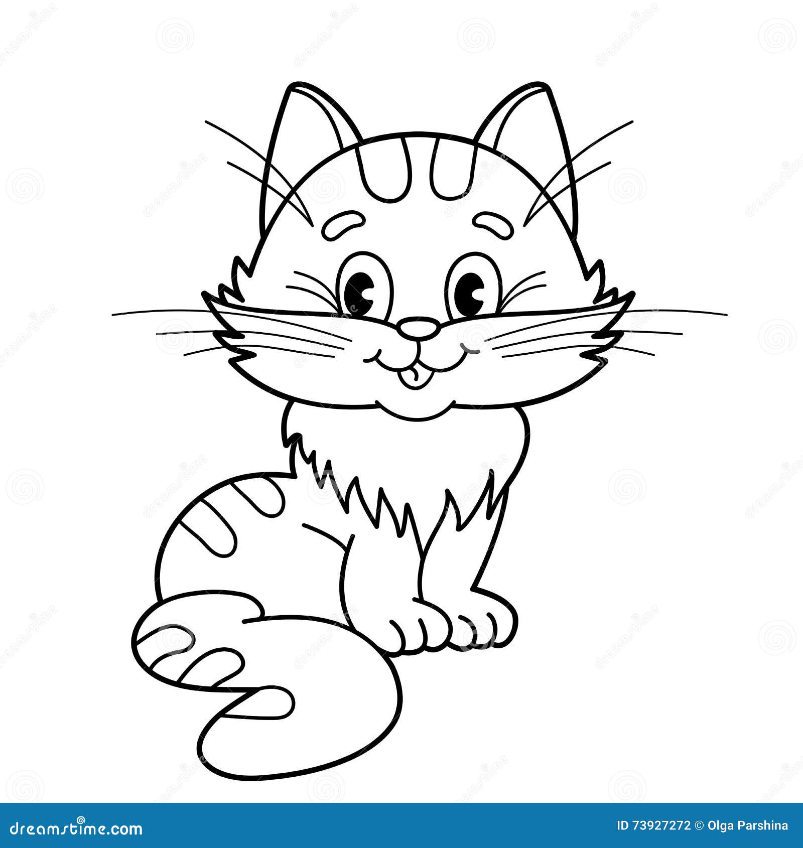 Coloring Page Outline of Cartoon Fluffy Cat. Coloring Book for ...