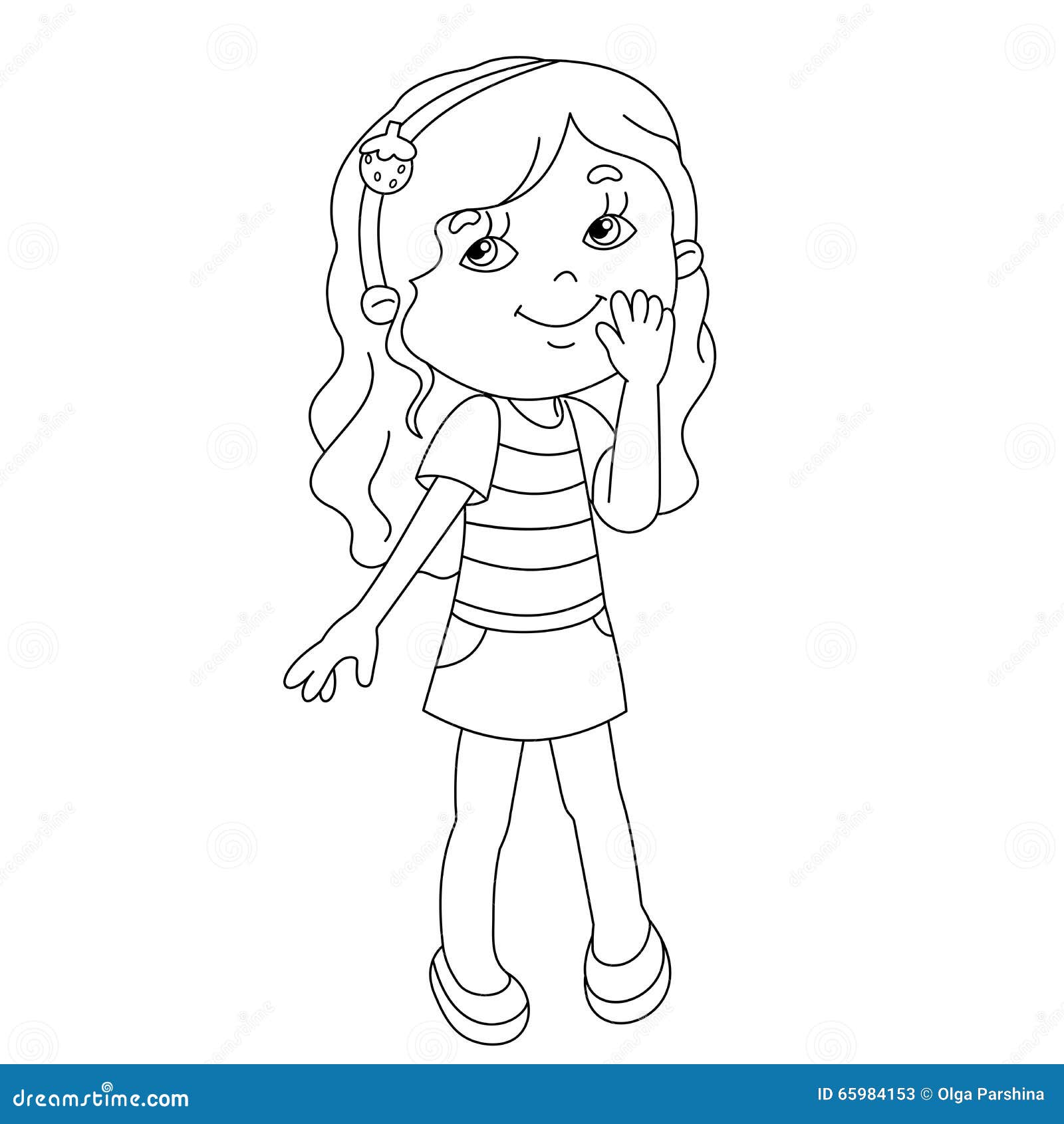 Coloring Page Outline of Cartoon Girl Stock Vector - Illustration of leaf,  cute: 65984153
