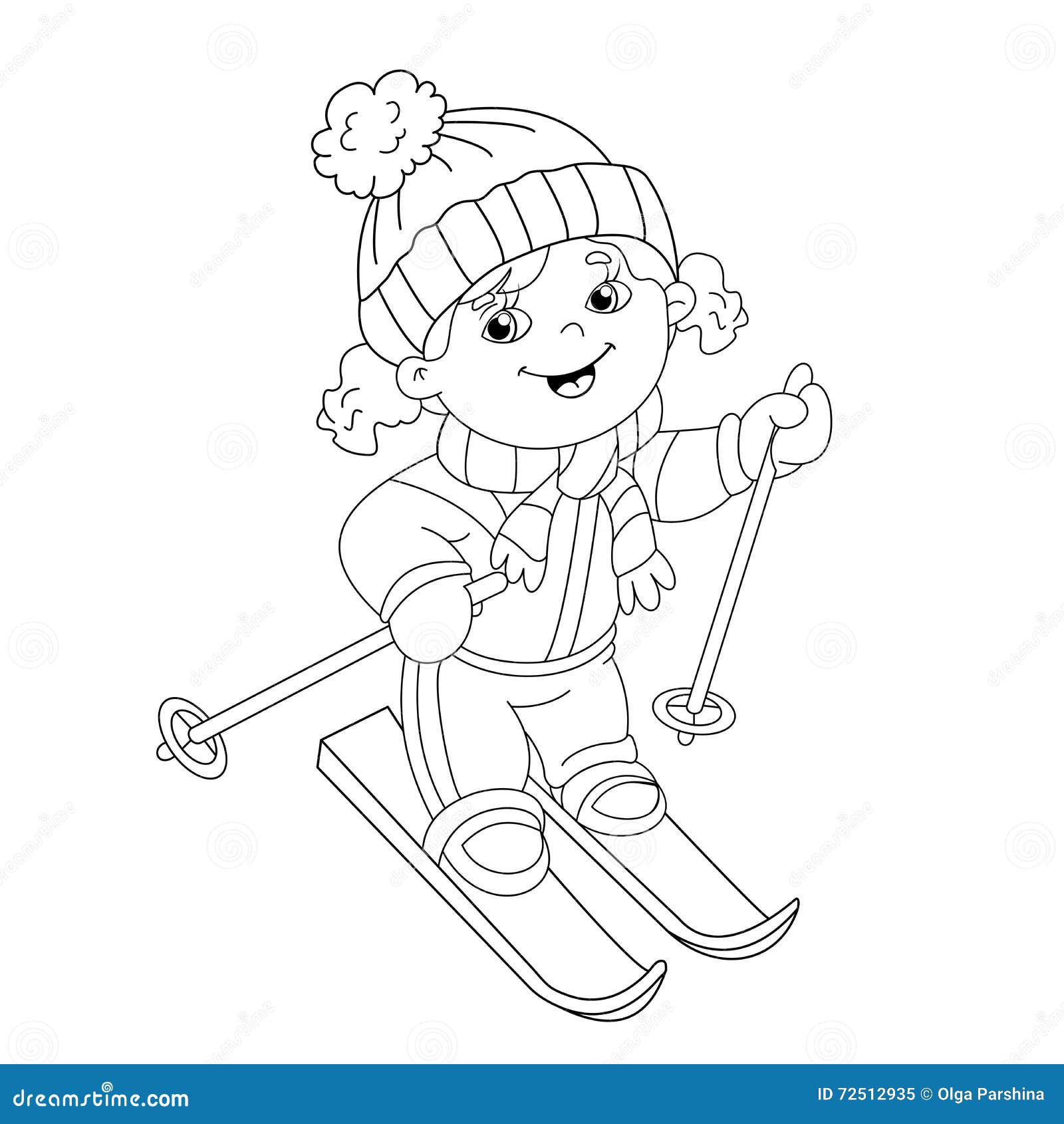 Outline Girl Curly Hair Cut Out Cartoon Vector  CartoonDealer.com 41632659