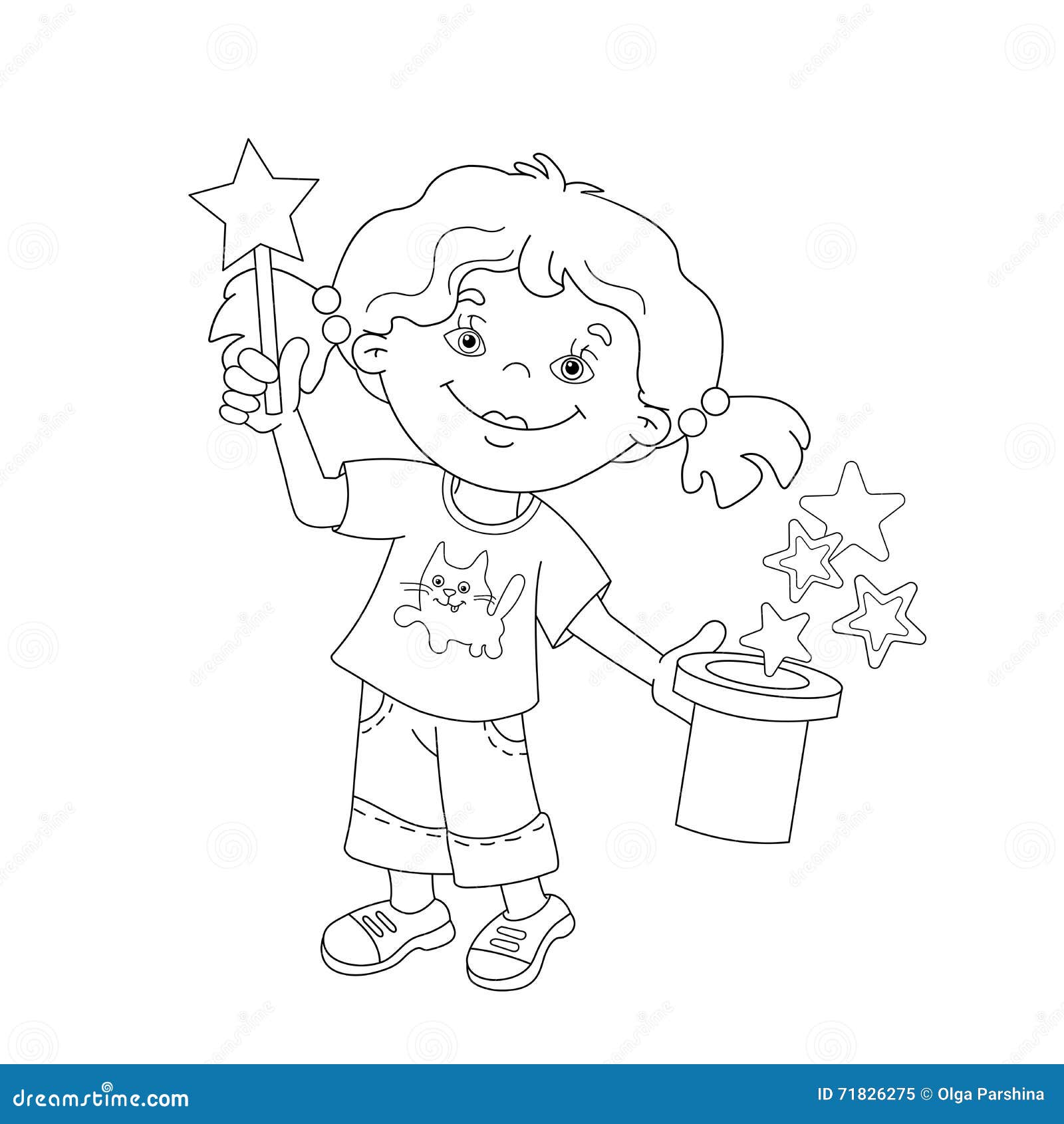 Download Coloring Page Outline Of Cartoon Girl Showing The Trick ...