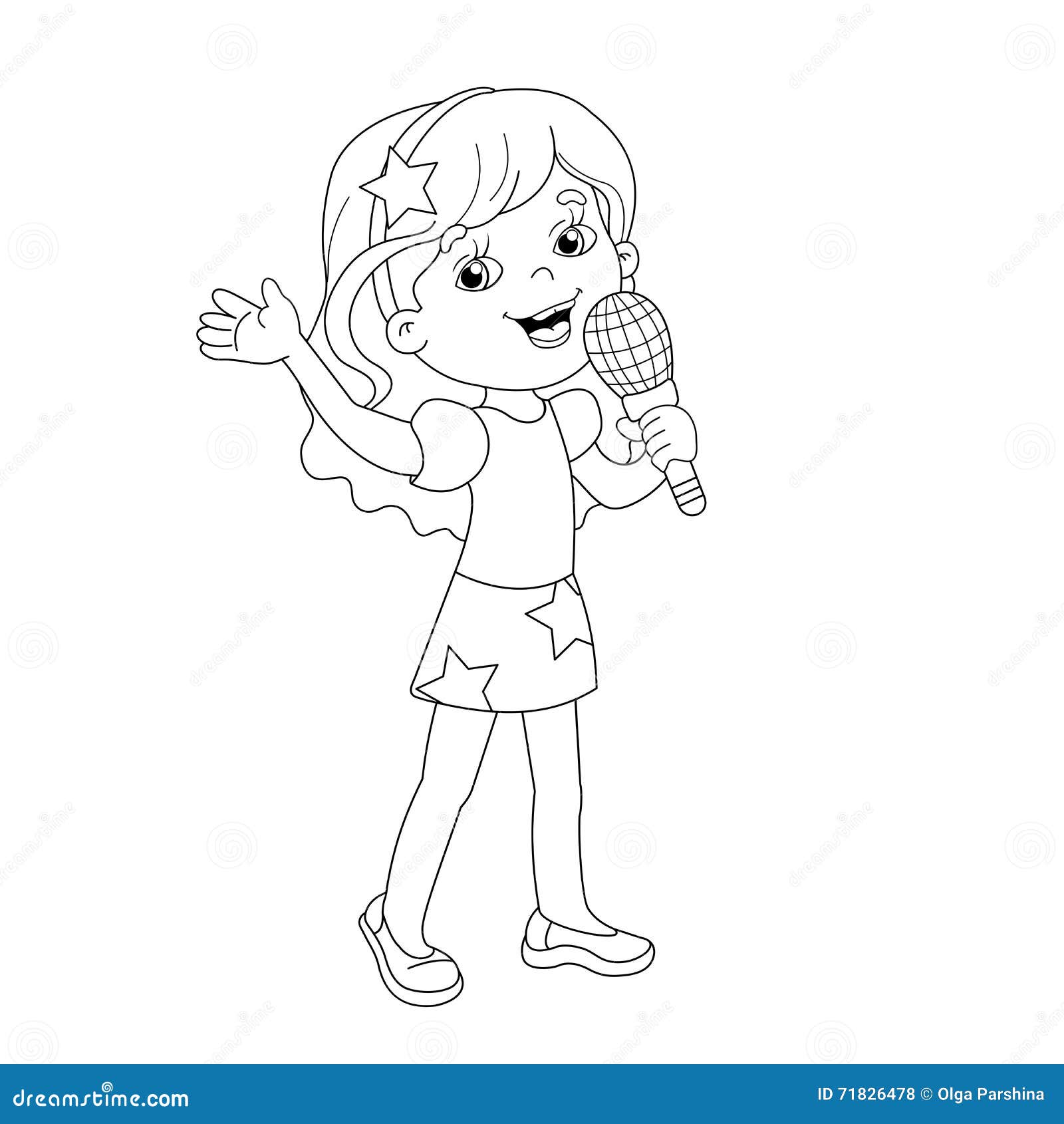 Coloring Page Outline Of Cartoon Girl Singing A Song Stock Vector Coloring Page Outline Of Cartoon Girl Singing A Song Stock Vector