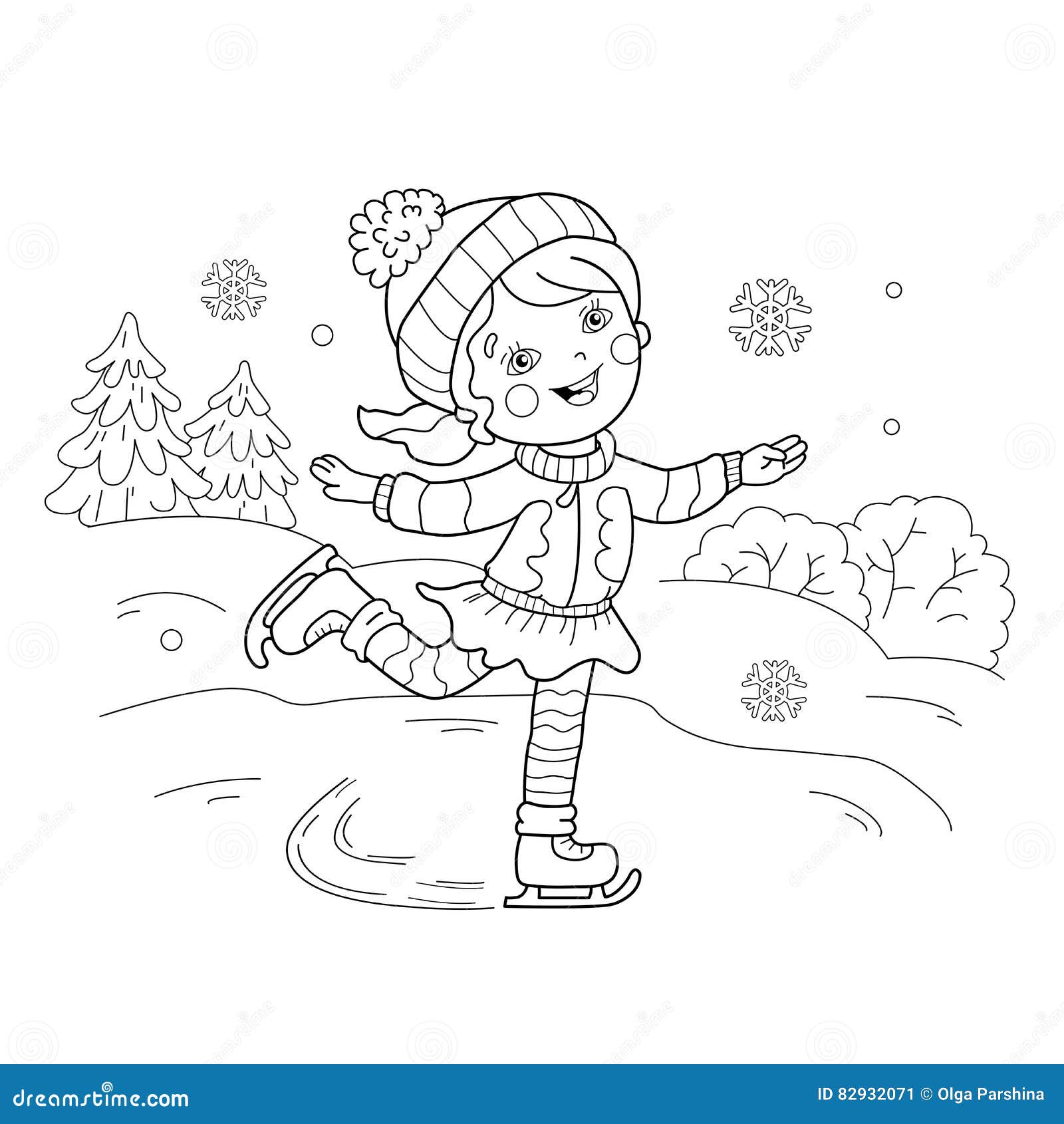 girl ice skating coloring page