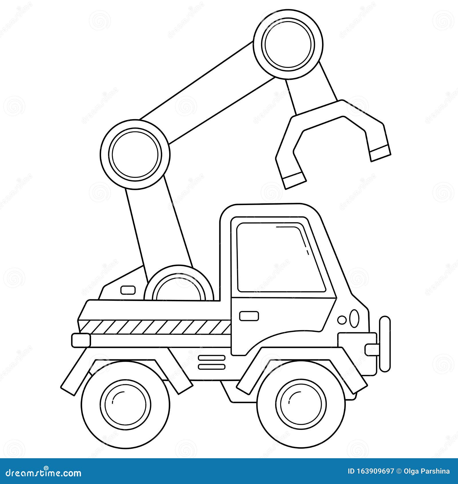 Coloring Page Outline of Cartoon Loader or Lift Truck ...
