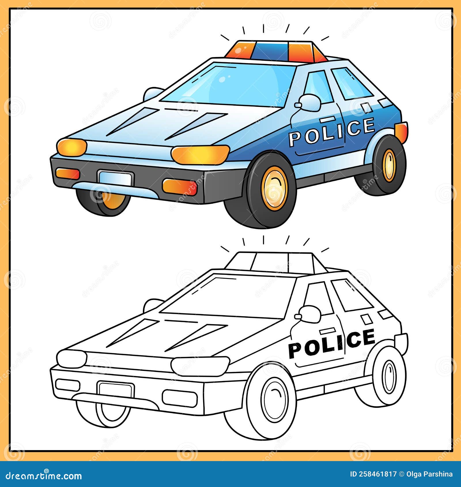 Coloring Page Outline Of Cartoon Police Car. Images Transport Or ...