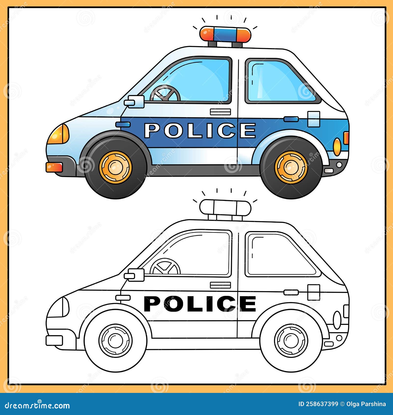 Coloring Page Outline of Cartoon Police Car. Images Transport or ...