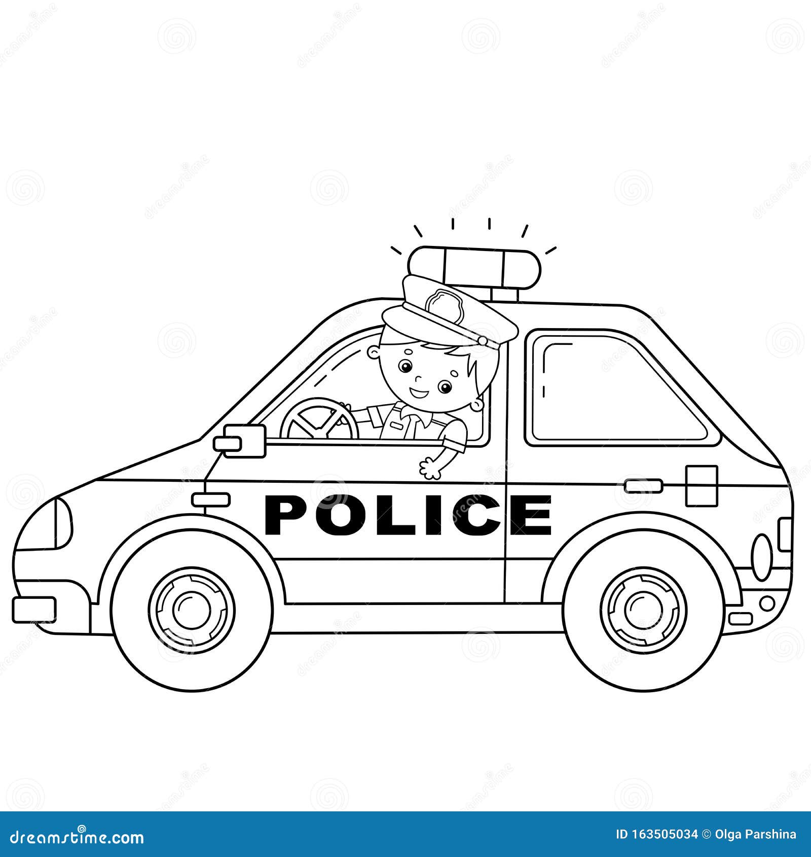 Police Car Cartoon Coloring Pages