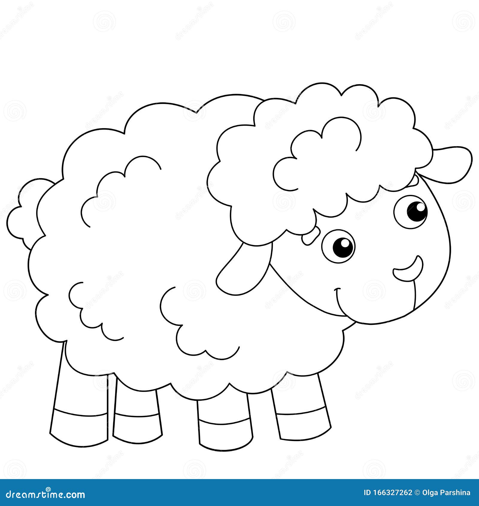 Coloring Page Outline Of Cartoon Sheep Or Lamb. Farm Animals. Coloring