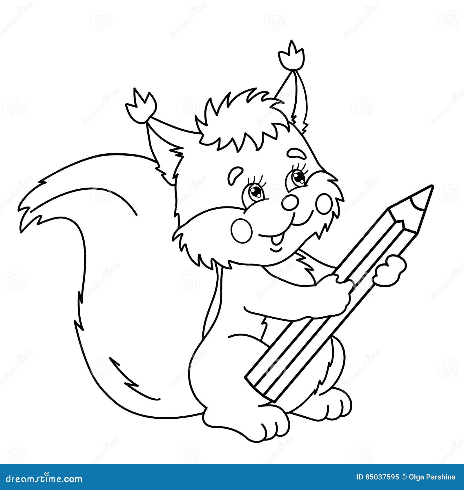 Coloring Page Outline of Cartoon Squirrel with Pencil. Stock Vector - Illustration of path, page: 85037595 Coloring Page Outline of Cartoon Squirrel with Pencil. Stock Vector - Illustration of path, page: 85037595