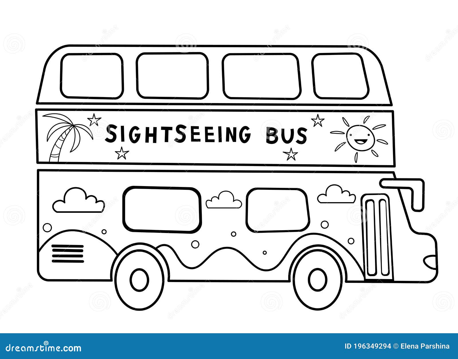 Coloring Page Outline of Cartoon Two-floor Sightseeing Bus. Vector Black  and White Image on White Background. Coloring Book of Stock Vector -  Illustration of drawing, baby: 196349294