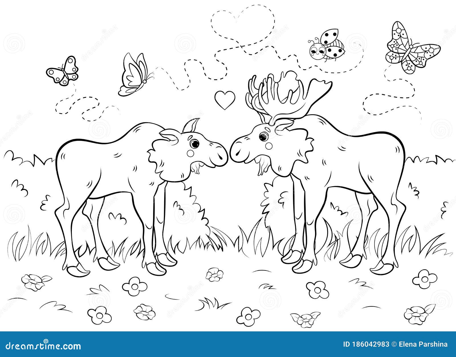 Moose Coloring Page Stock Illustrations – 20 Moose Coloring Page ...