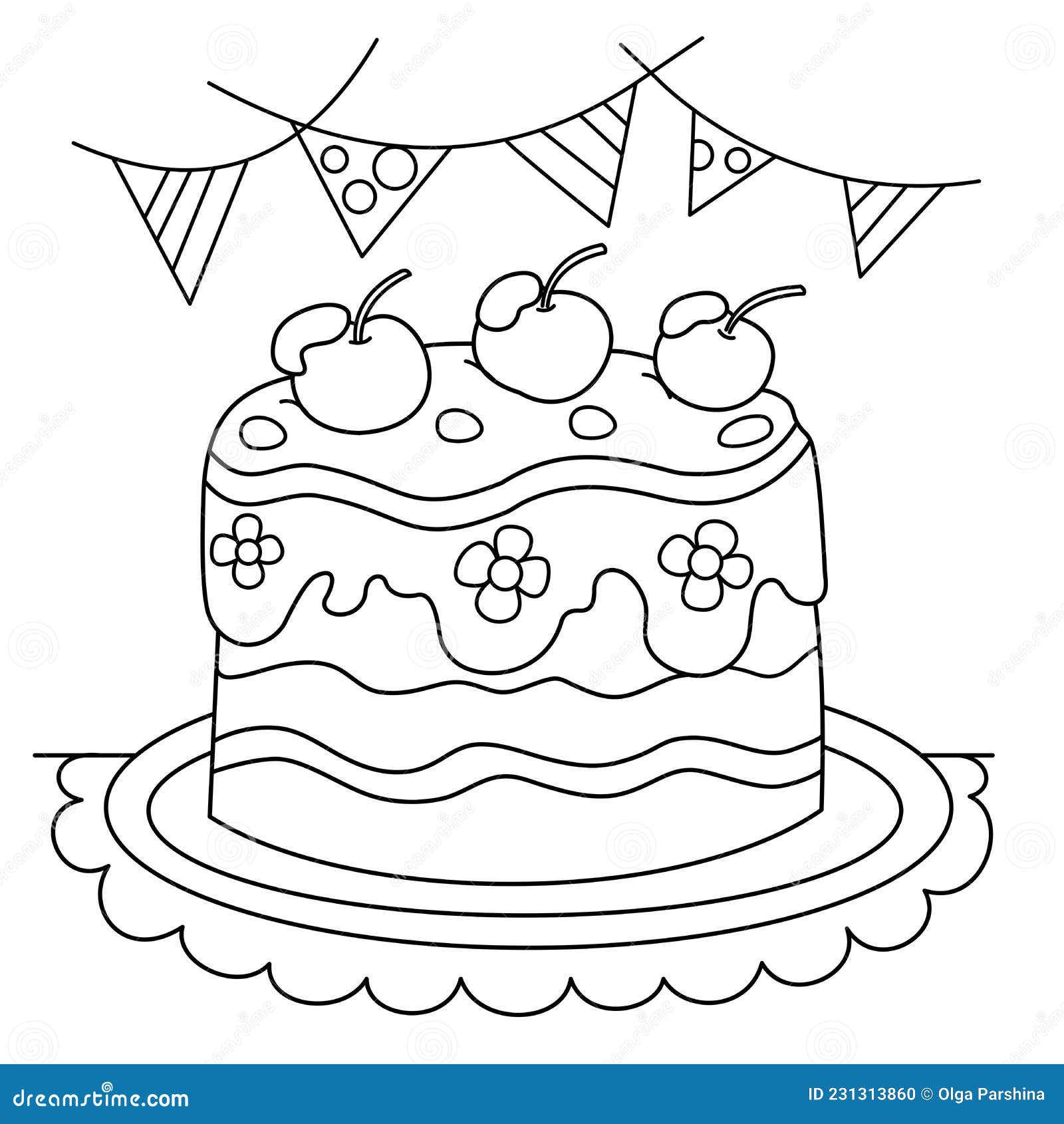 coloring page outline of holiday cake. food and sweetness. coloring book for kids