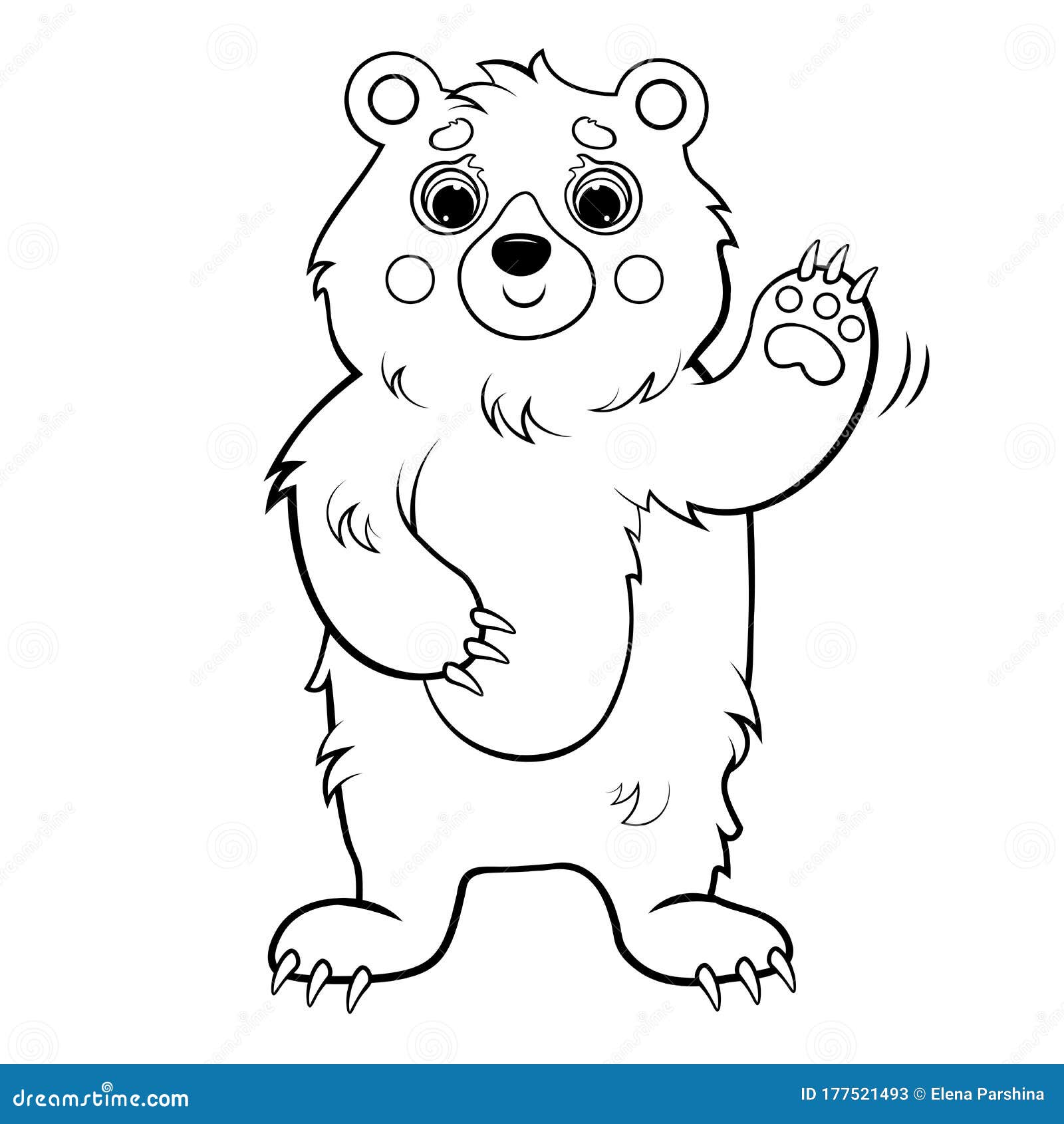 Coloring Page Outline of a Waving Cartoon Bear. Vector Image Isolated on  White Background Stock Vector - Illustration of drawing, forest: 177521493