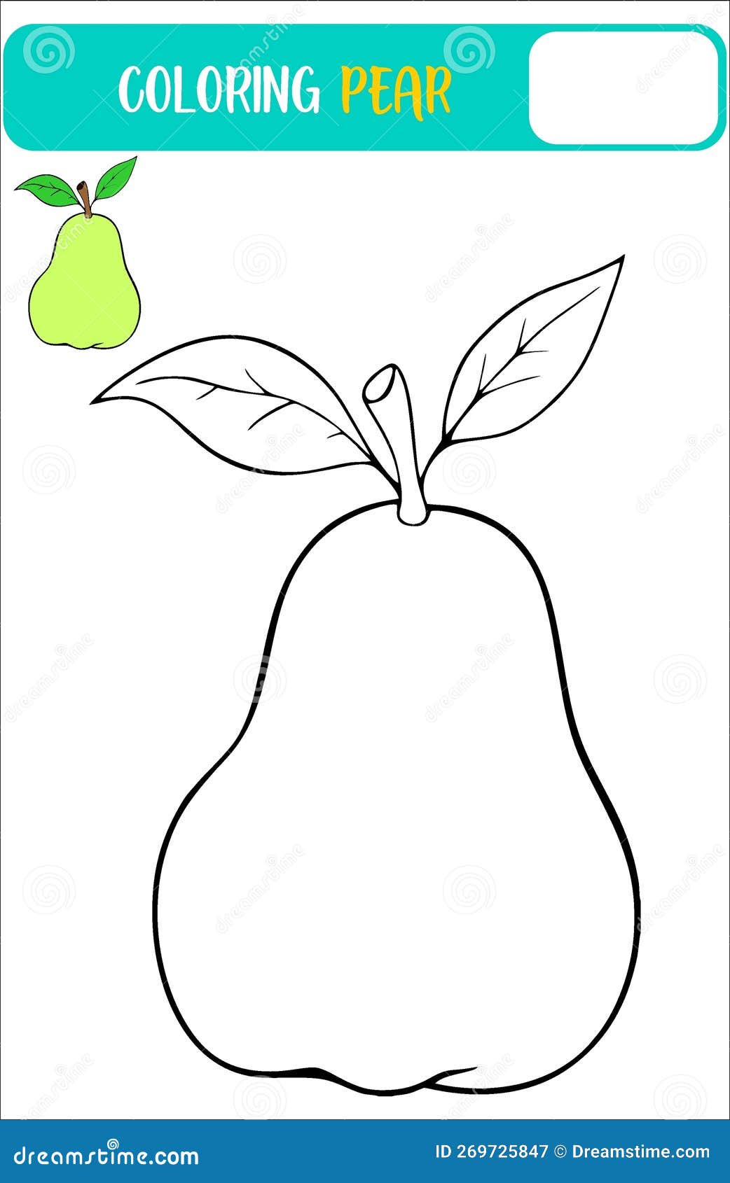 Coloring page pear fruit stock vector. Illustration of fruit - 269725847