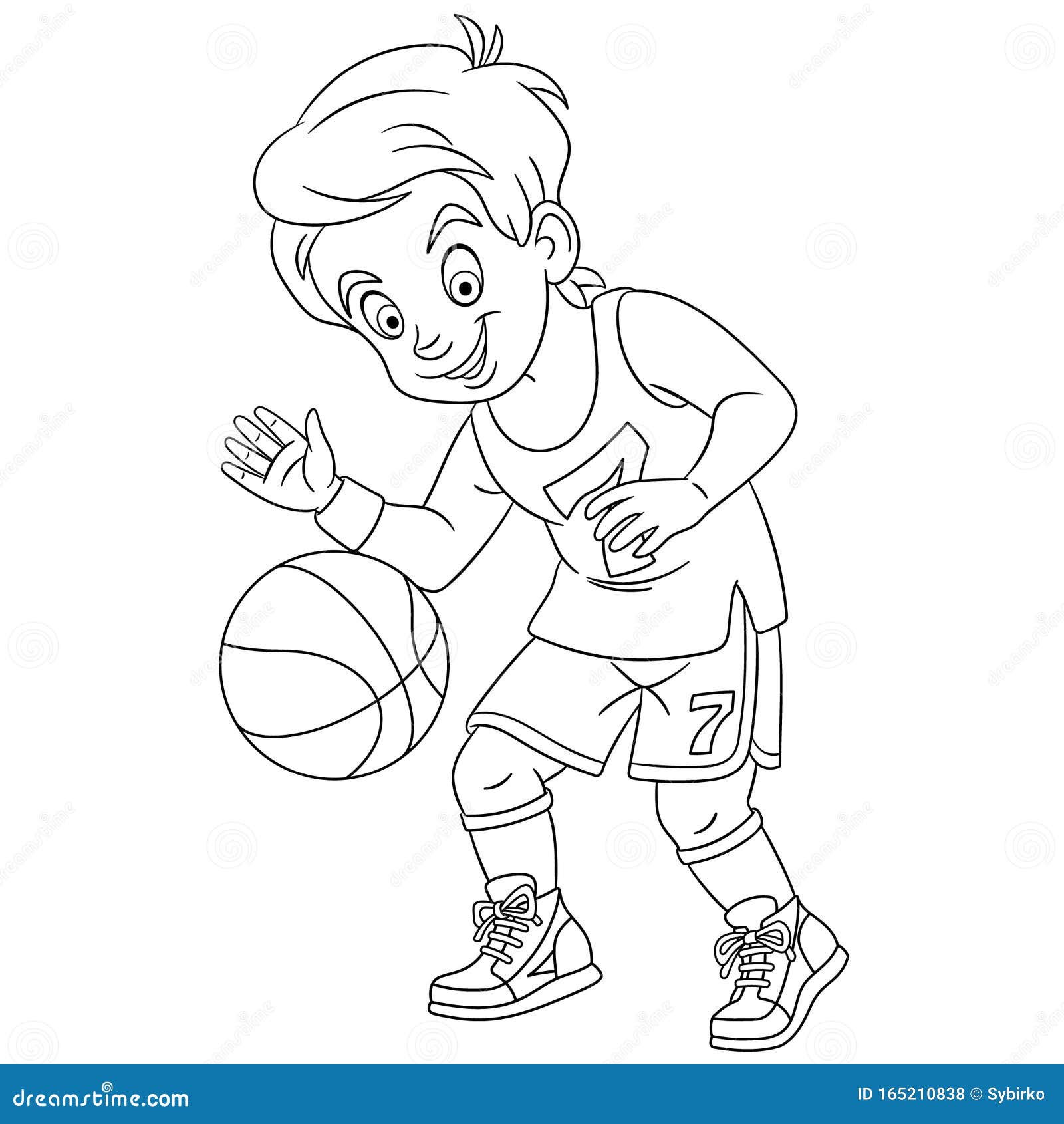 Мальчик баскетболист раскраска
