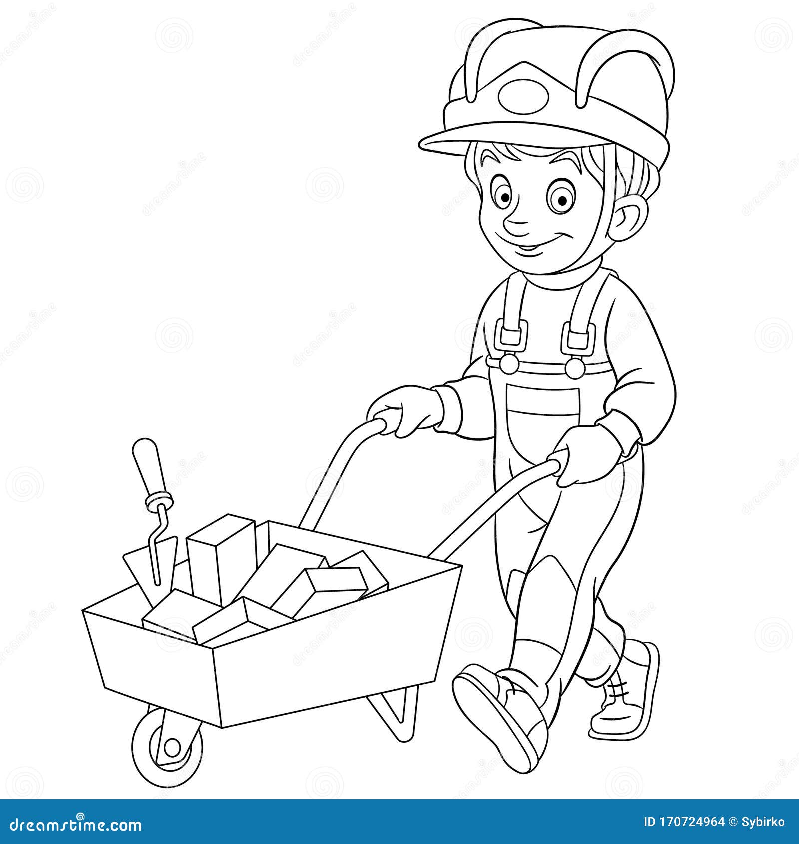 Download Coloring Page With Builder Carrying Bricks Stock Vector ...
