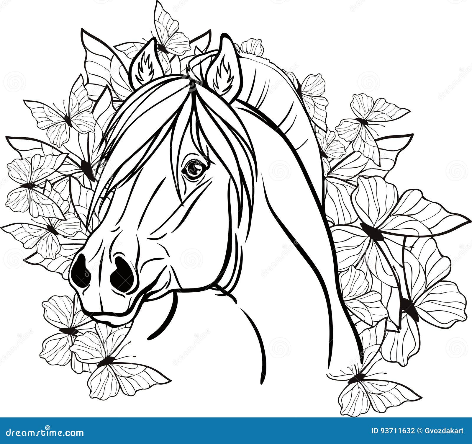 Dapple Grey Horse Sketch Coloring Page