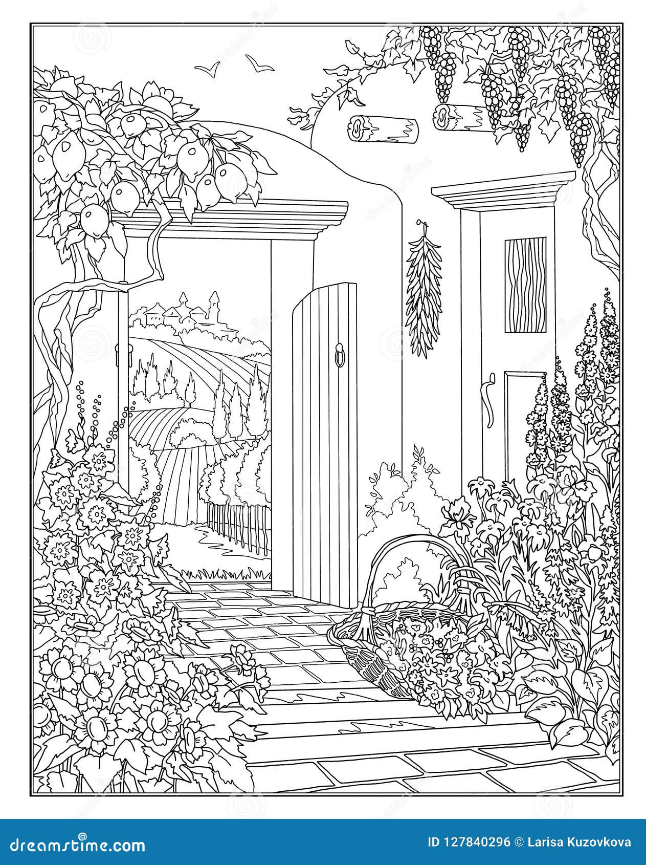 Coloring Page the Secret Garden Stock Illustration - Illustration of
