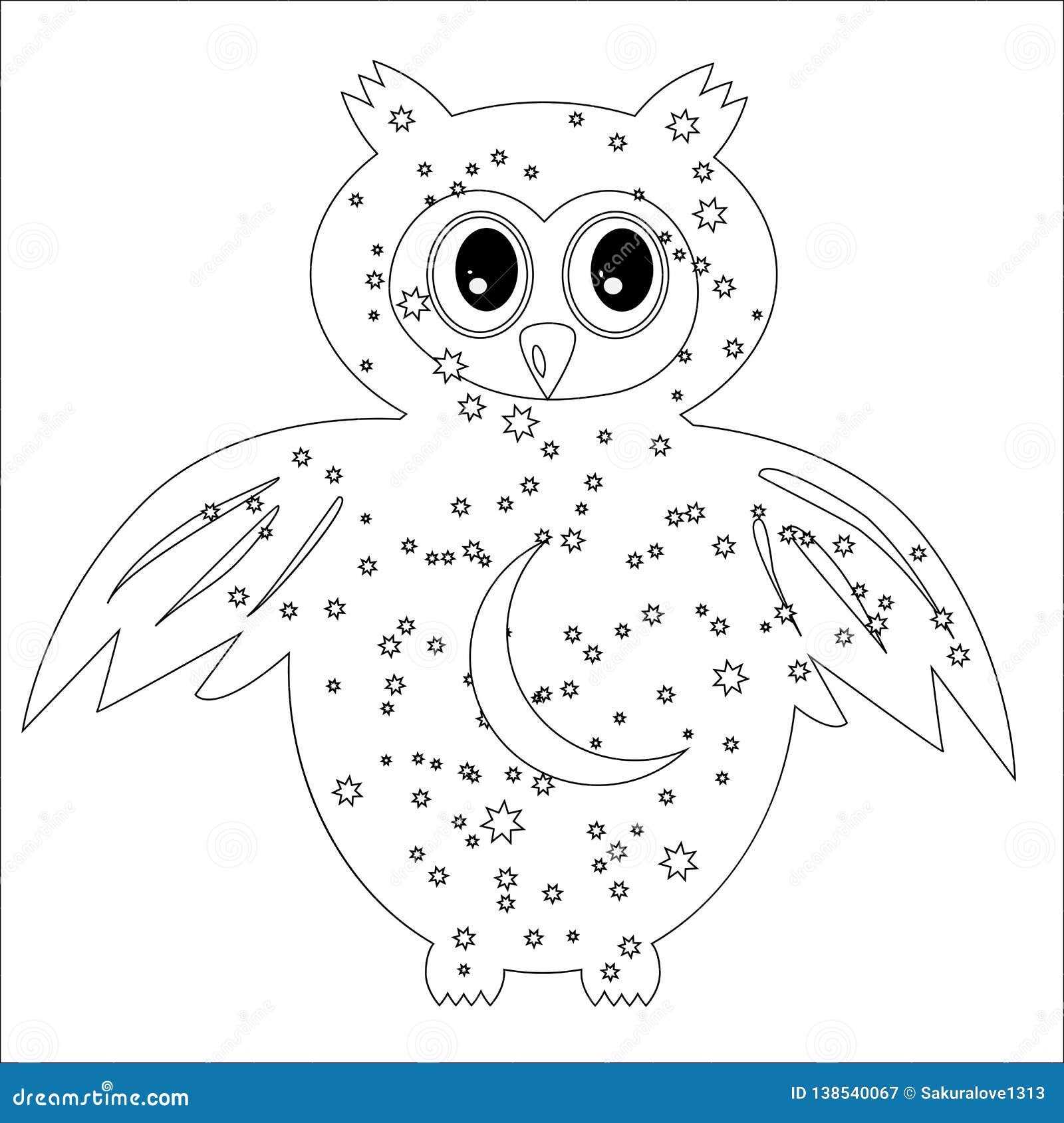 Download Coloring Page With Symbol Moon Sun Owl Coloring Book For Adult Antistress Album Wall Mural Art Tattoo Stock Illustration Illustration Of Page Poster 138540067
