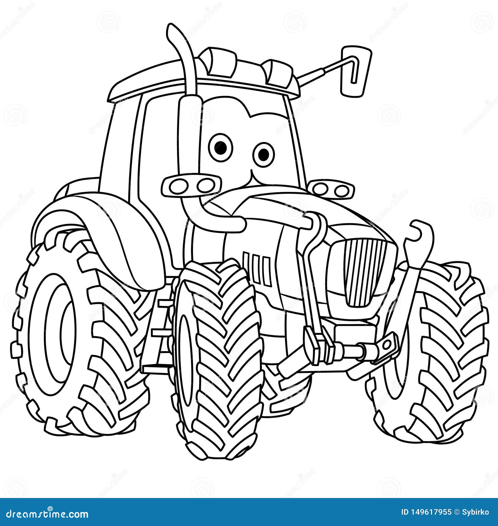 Tractor with Face Vehicle Coloring Page for Kids 10002498 Vector Art at  Vecteezy