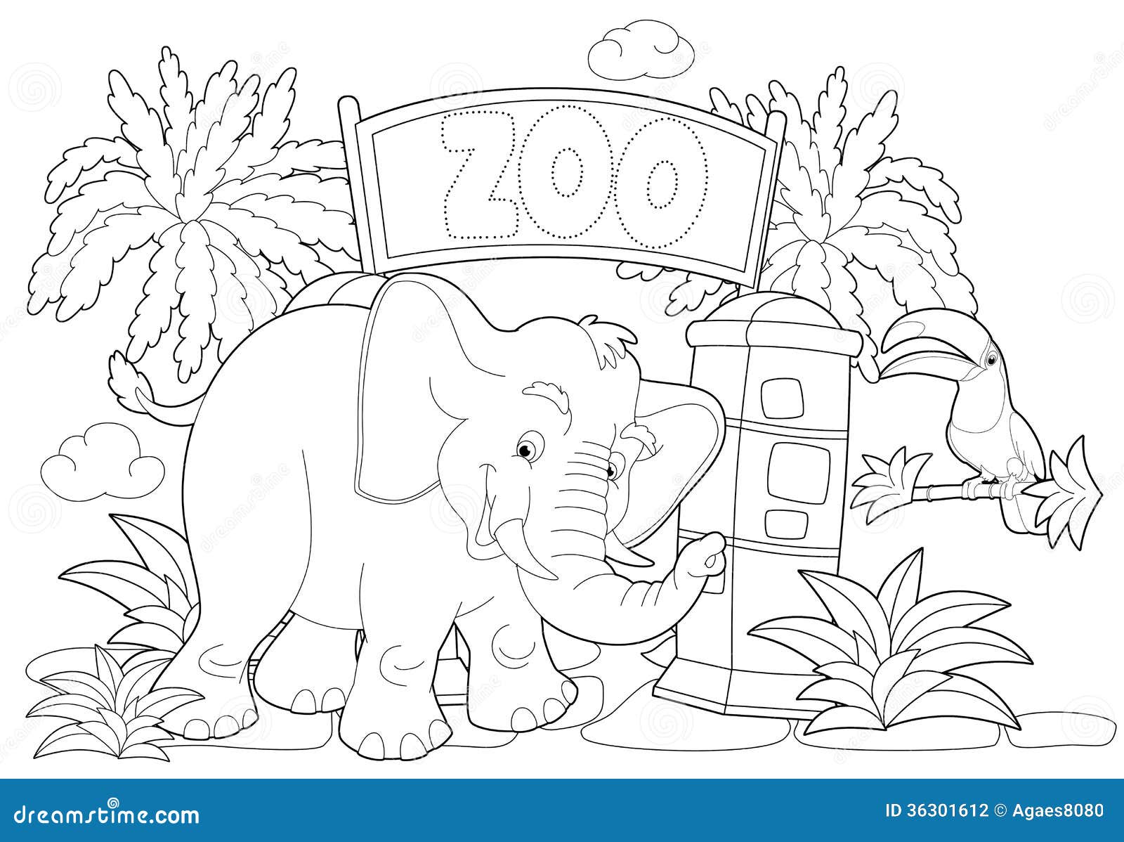 coloring page the zoo illustration for the children