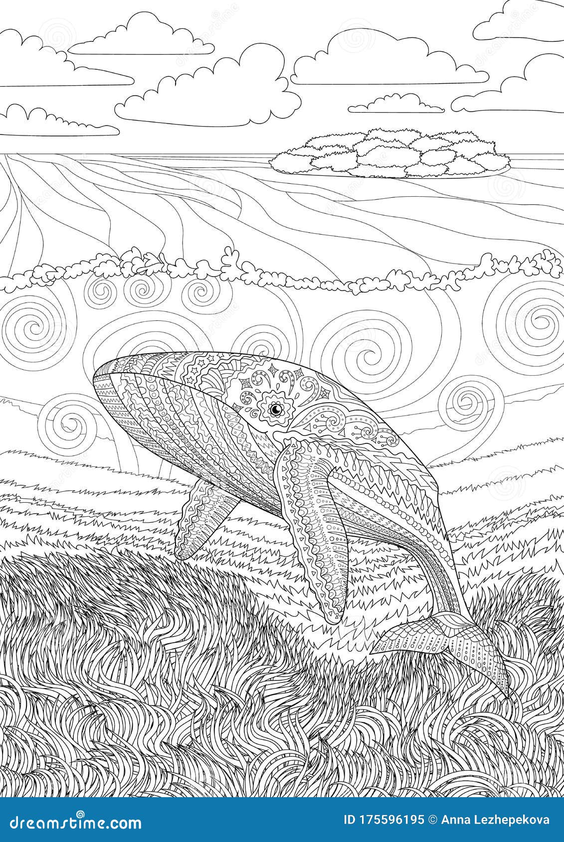 Coloring Pages for Adult with Blue Whale Stock Illustration ...