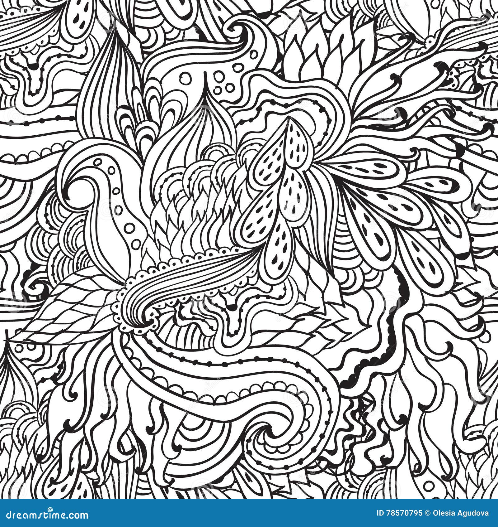 Coloring Pages for Adults.Decorative Hand Drawn Doodle Nature ...