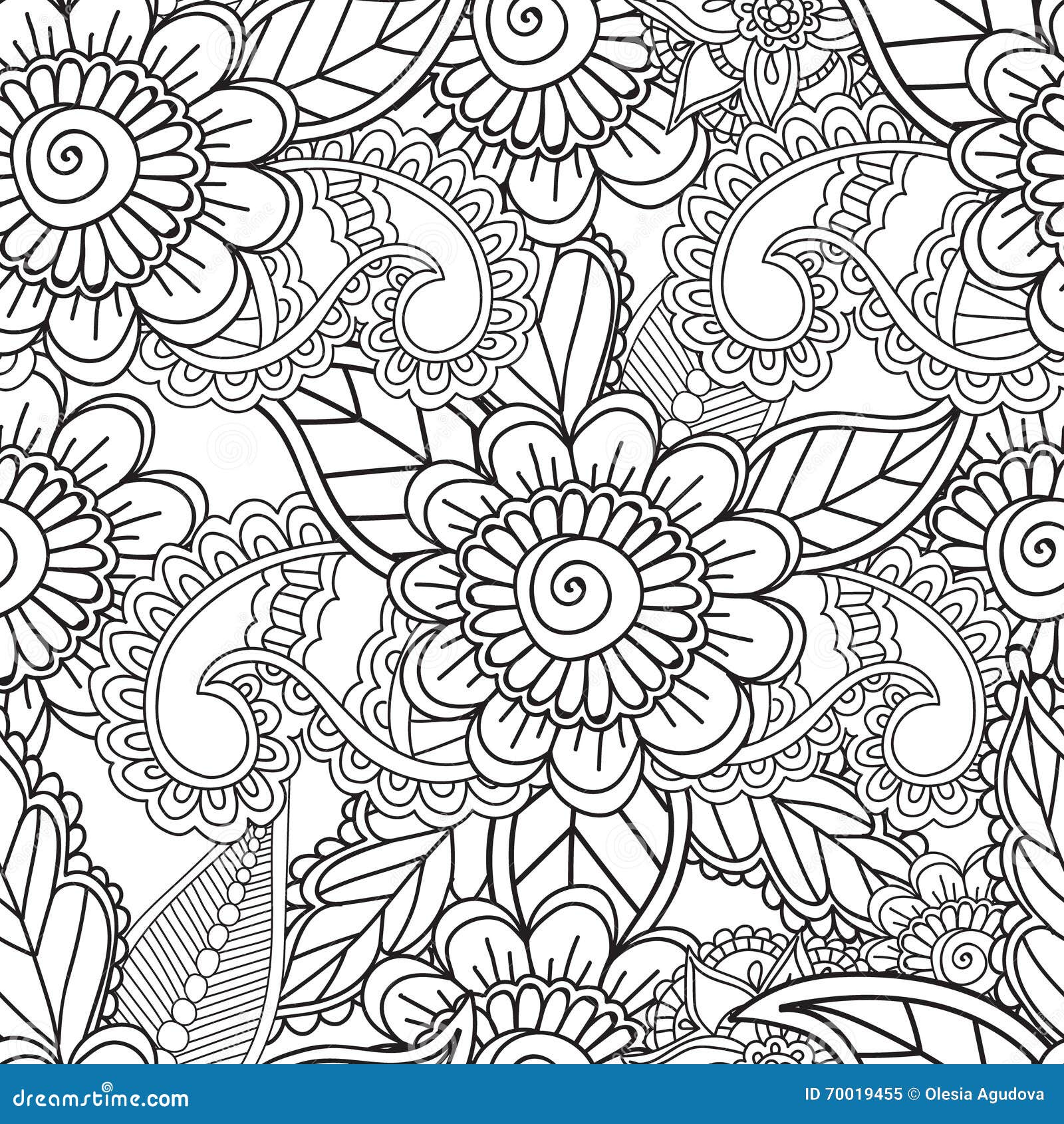 Coloring Pages For Adults Seamles Henna Mehndi Doodles Abstract