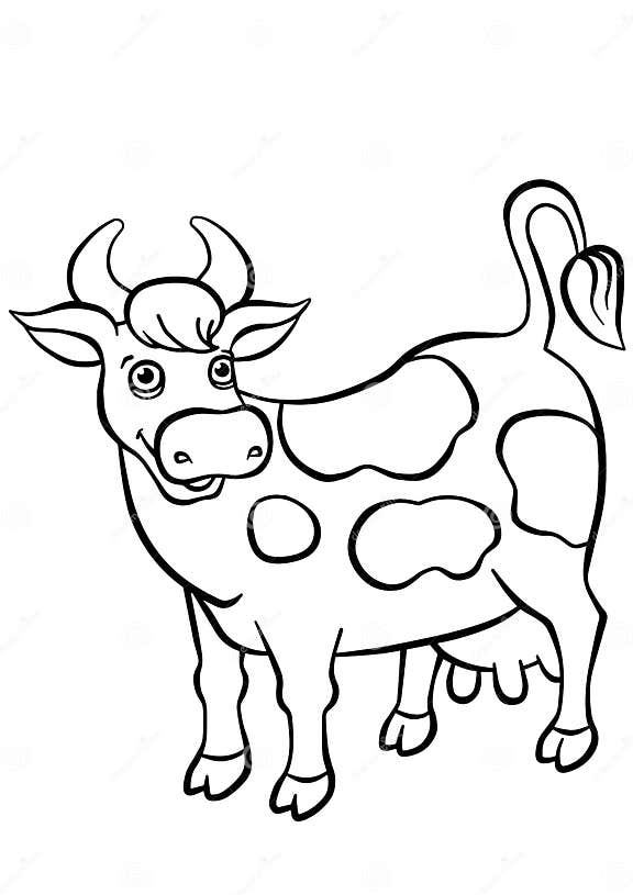 Coloring Pages. Animals. Cute Cow. Stock Vector - Illustration of book ...