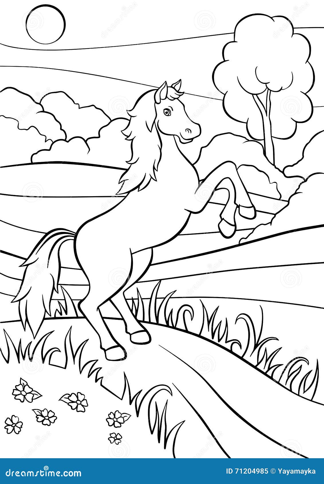 coloring pages. animals. cute horse.