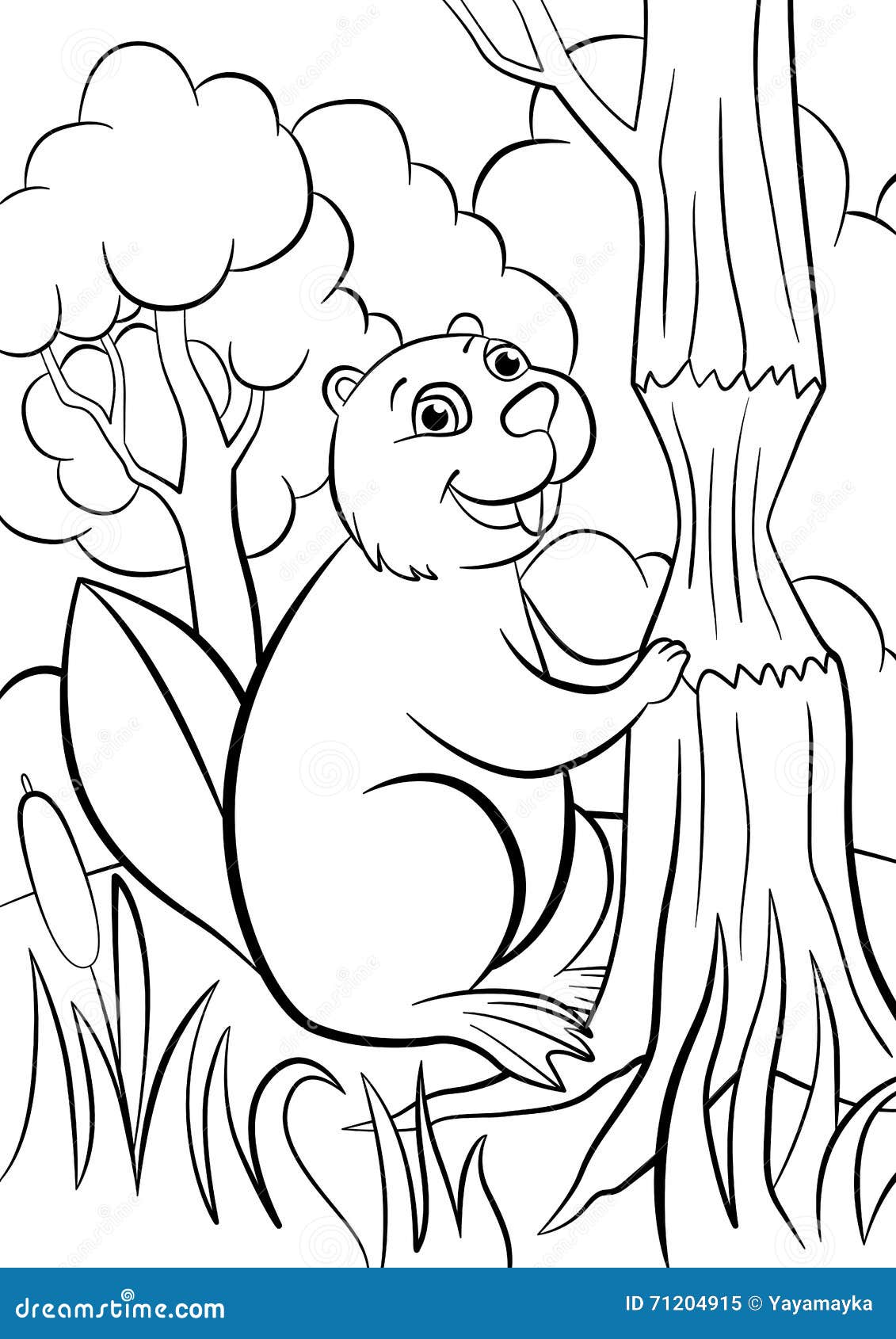 coloring pages. animals. little cute beaver.