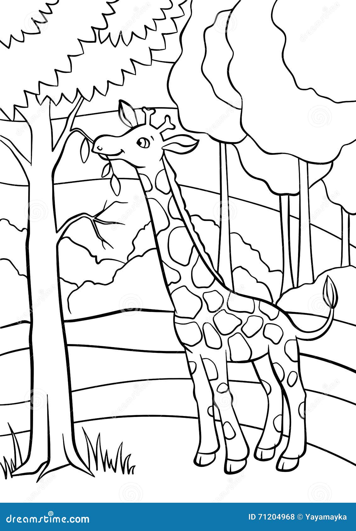 coloring pages. animals. little cute giraffe.