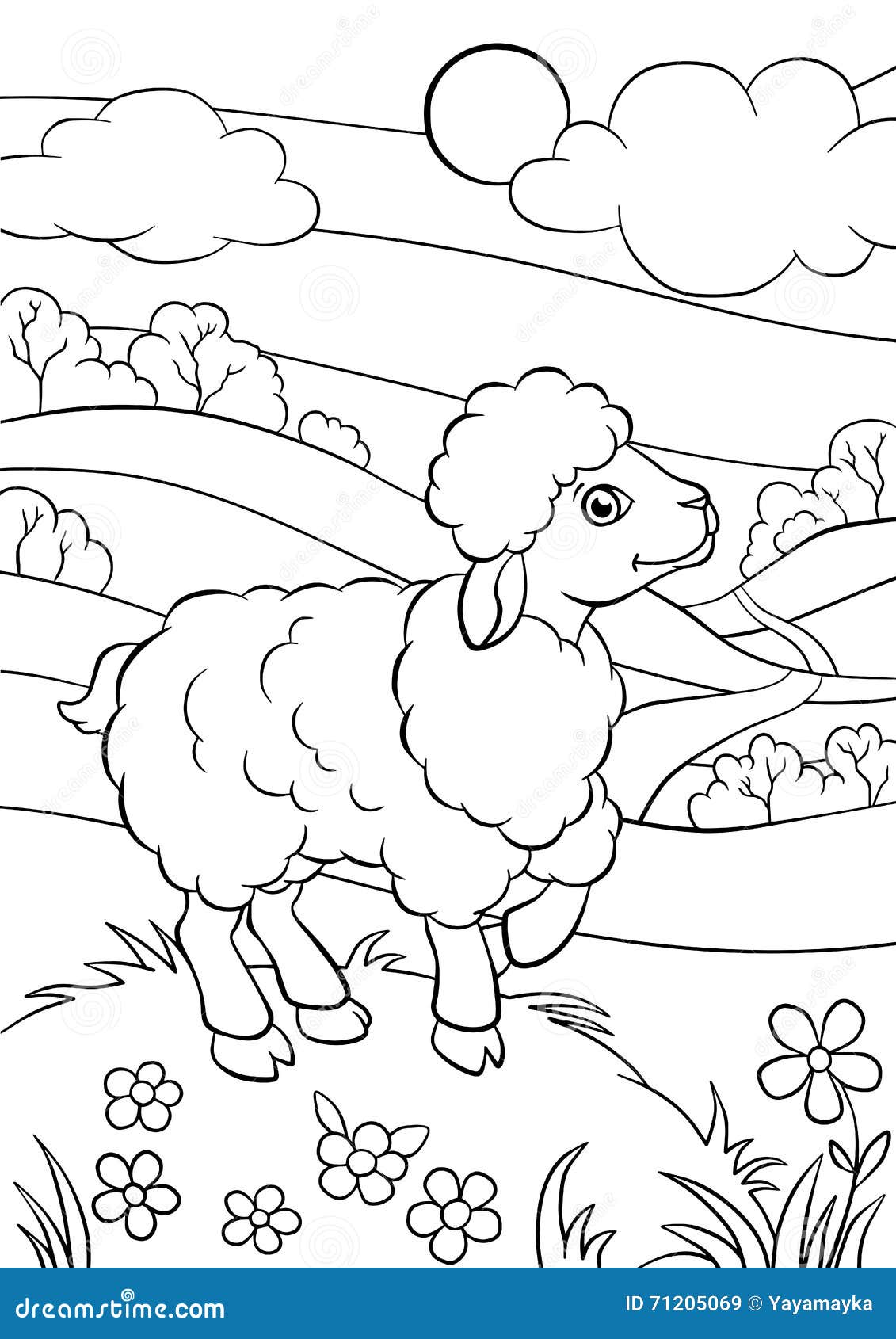Coloring Pages. Animals. Little Cute Sheep. Stock Vector ...