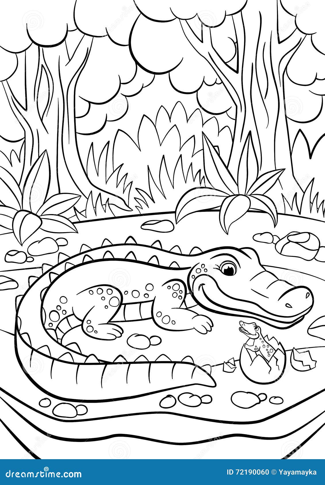 Coloring pages Animals Mother alligator