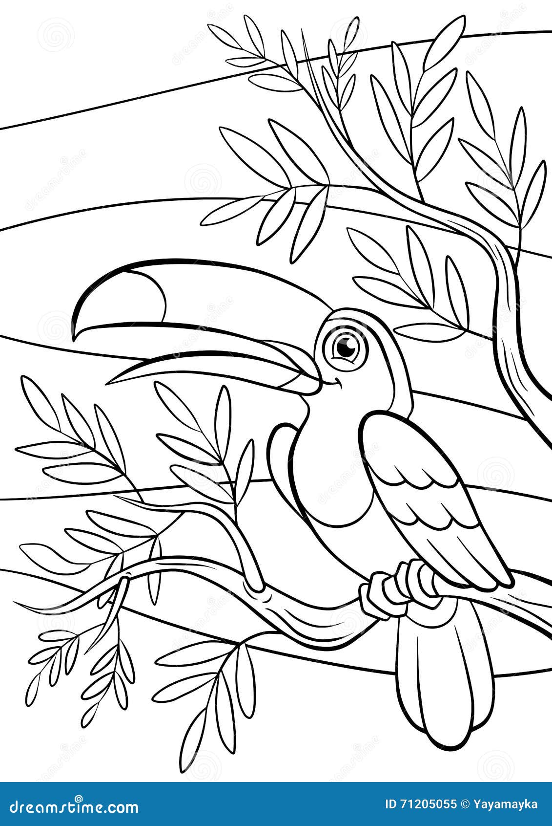 coloring pages. birds. little cute toucan.