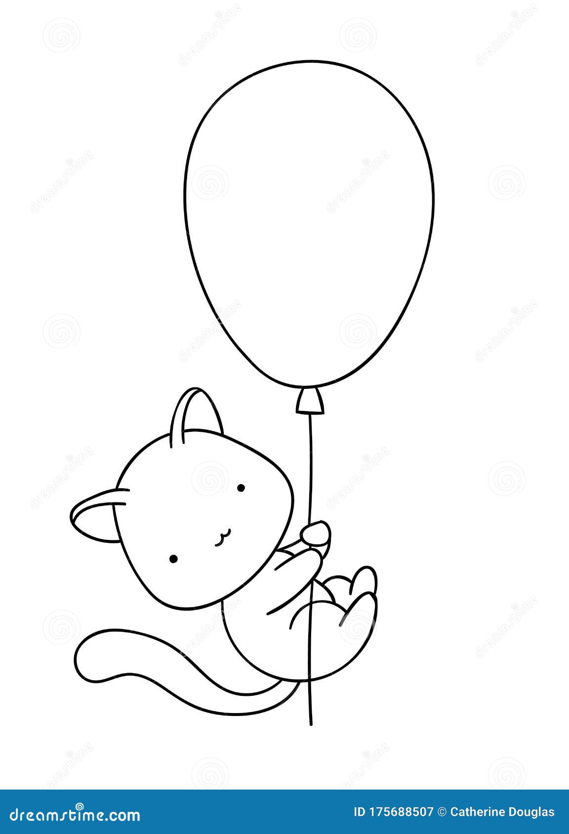 Coloring Pages Black And White Cute Hand Drawn Cat  With 