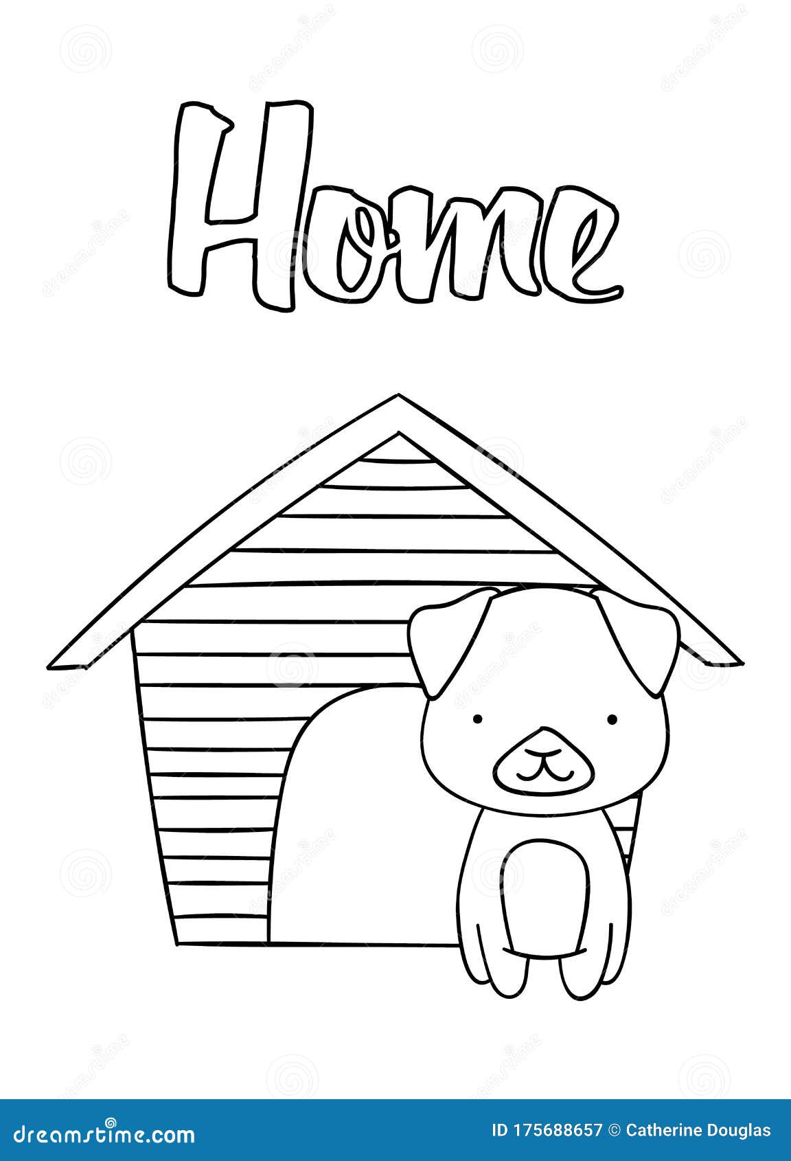 Coloring Pages Black And White Cute Hand Drawn Dog And Doghouse Doodles Lettering Home Stock Vector Illustration Of Home Isolated 175688657