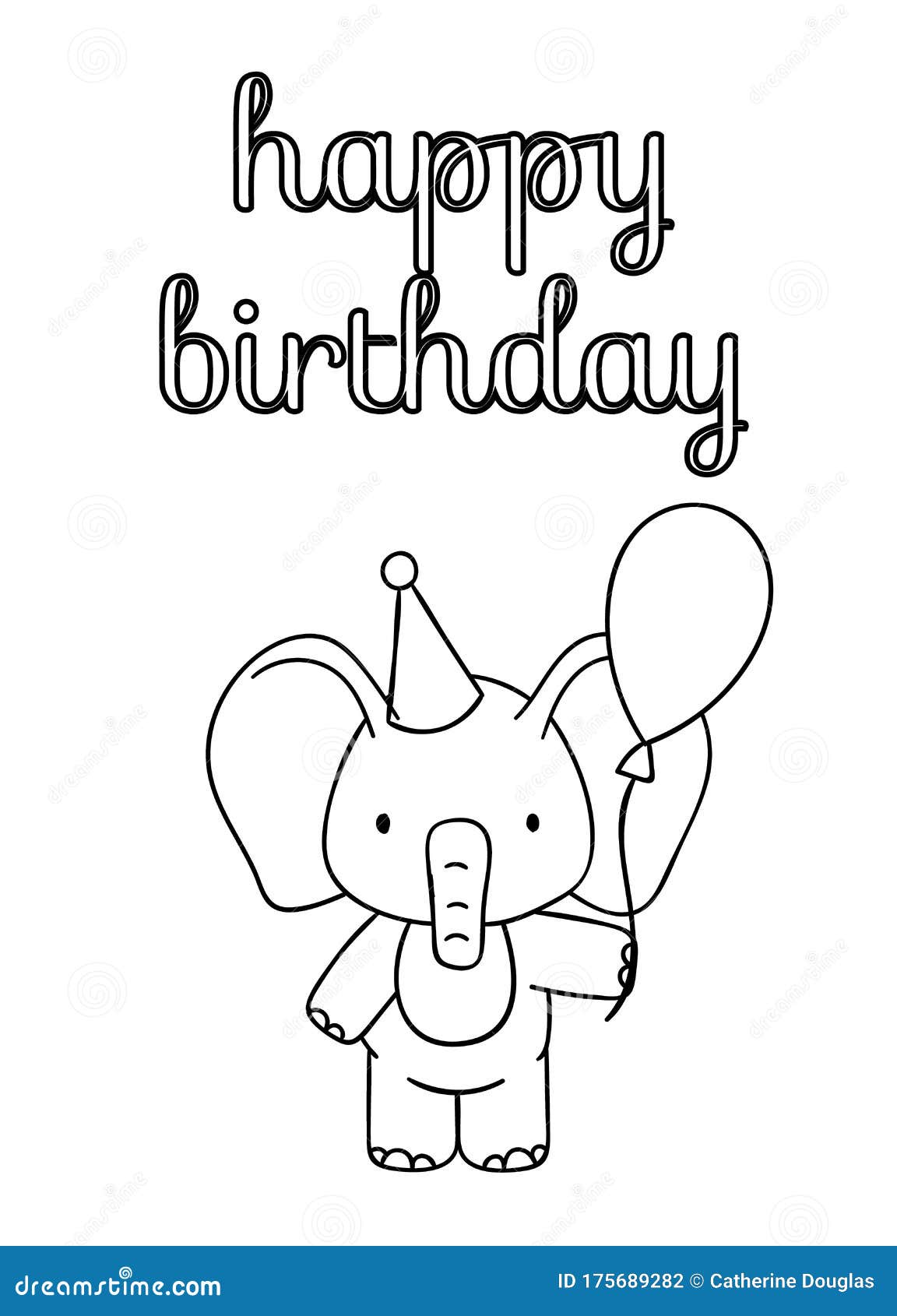Download Coloring Pages, Black And White Cute Hand Drawn Elephant ...
