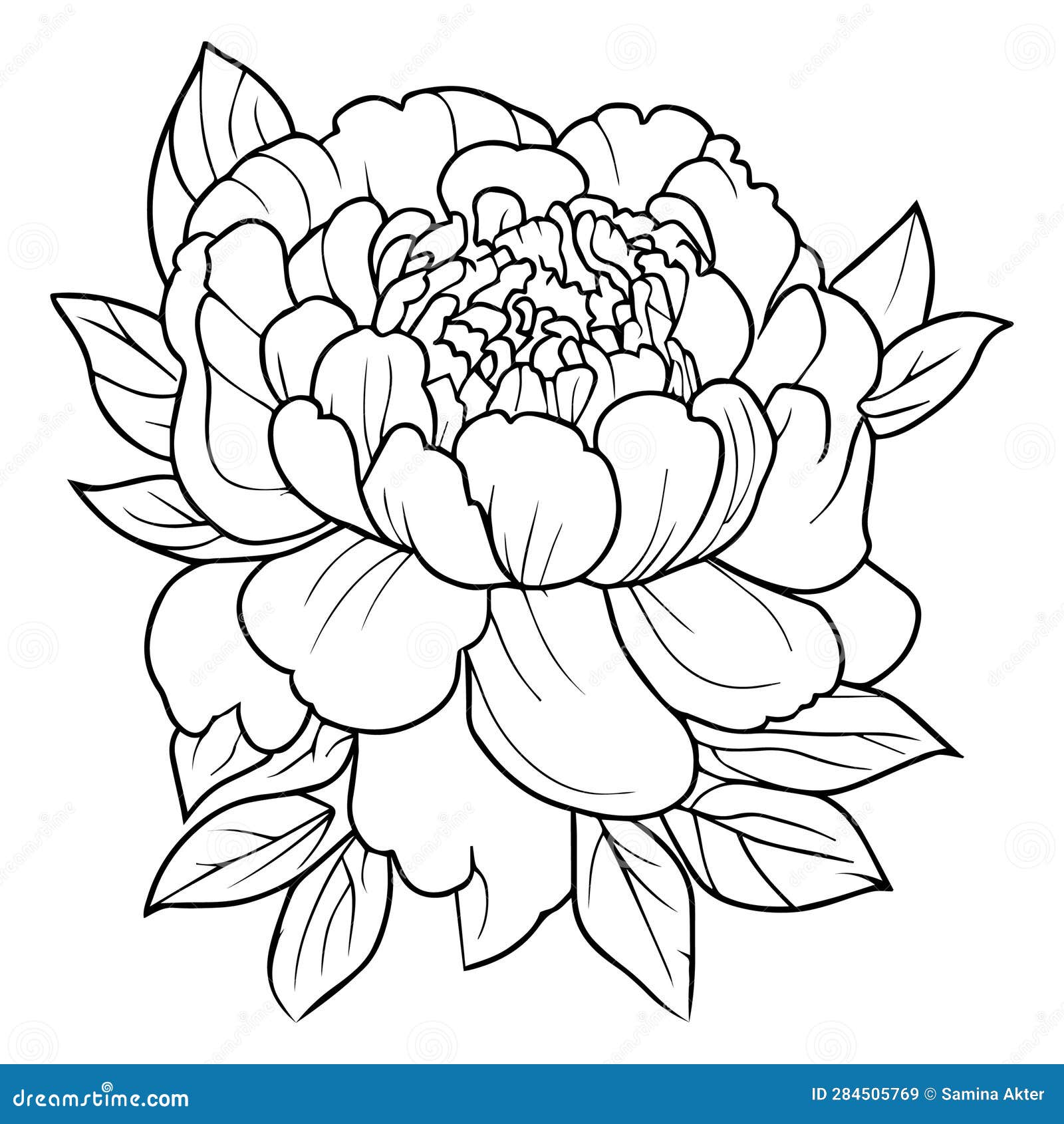 Coloring Pages for Children, Easy Flowers Art Hand Drawing Illustration ...