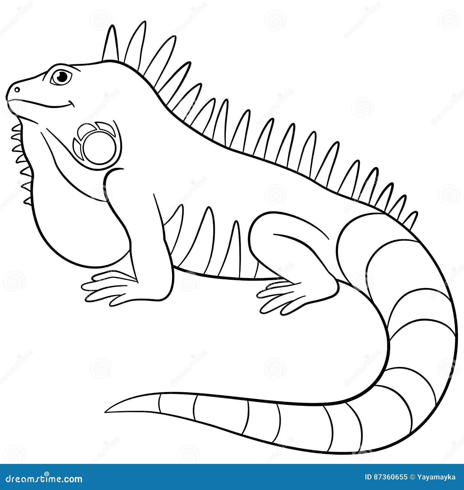 Download Coloring Pages. Cute Iguana Smiles. Stock Vector ...