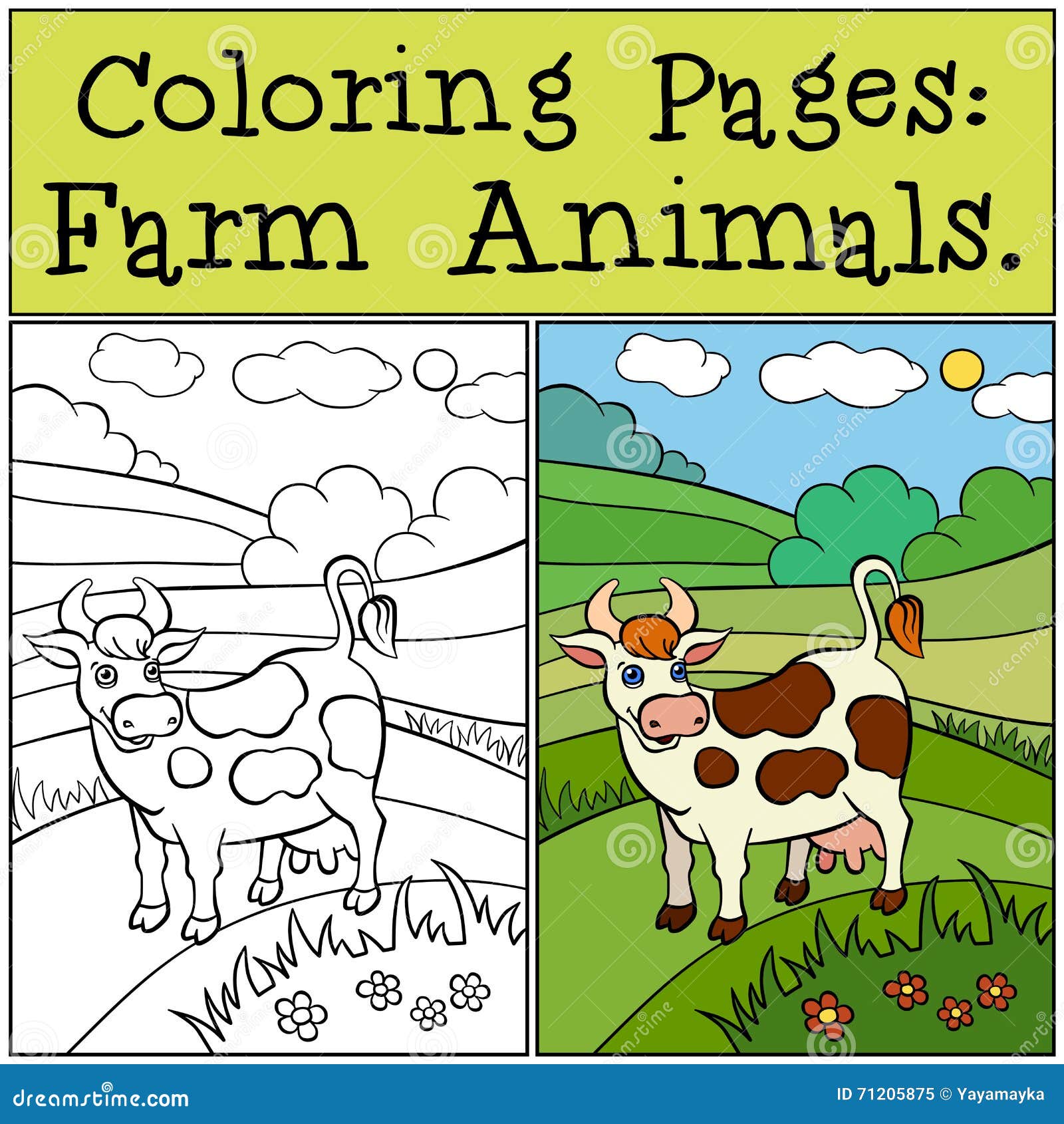 coloring pages: farm animals. cute cow.