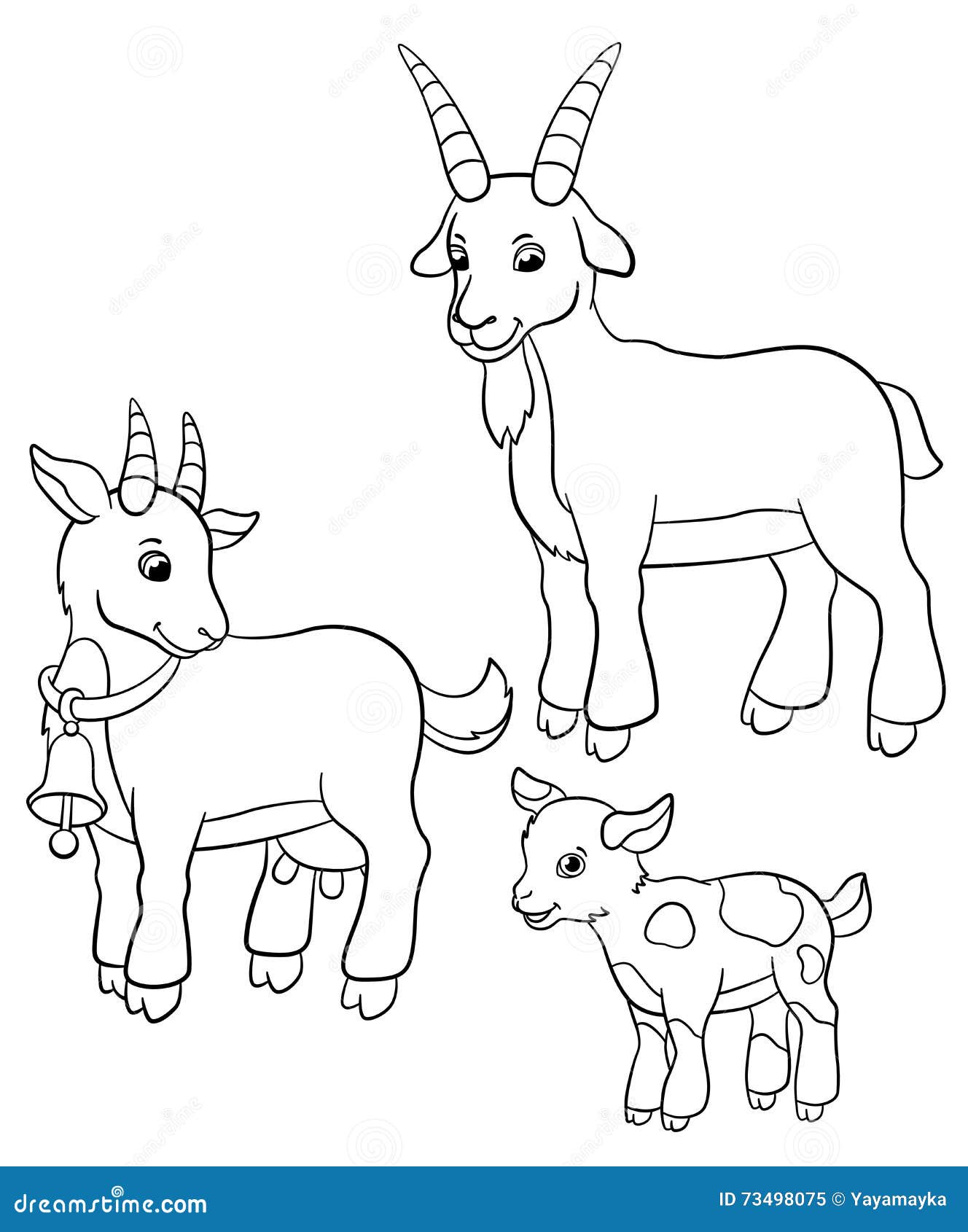 Coloring Pages. Farm Animals. Goat Family. Stock Vector  Illustration of kindergarten, book 