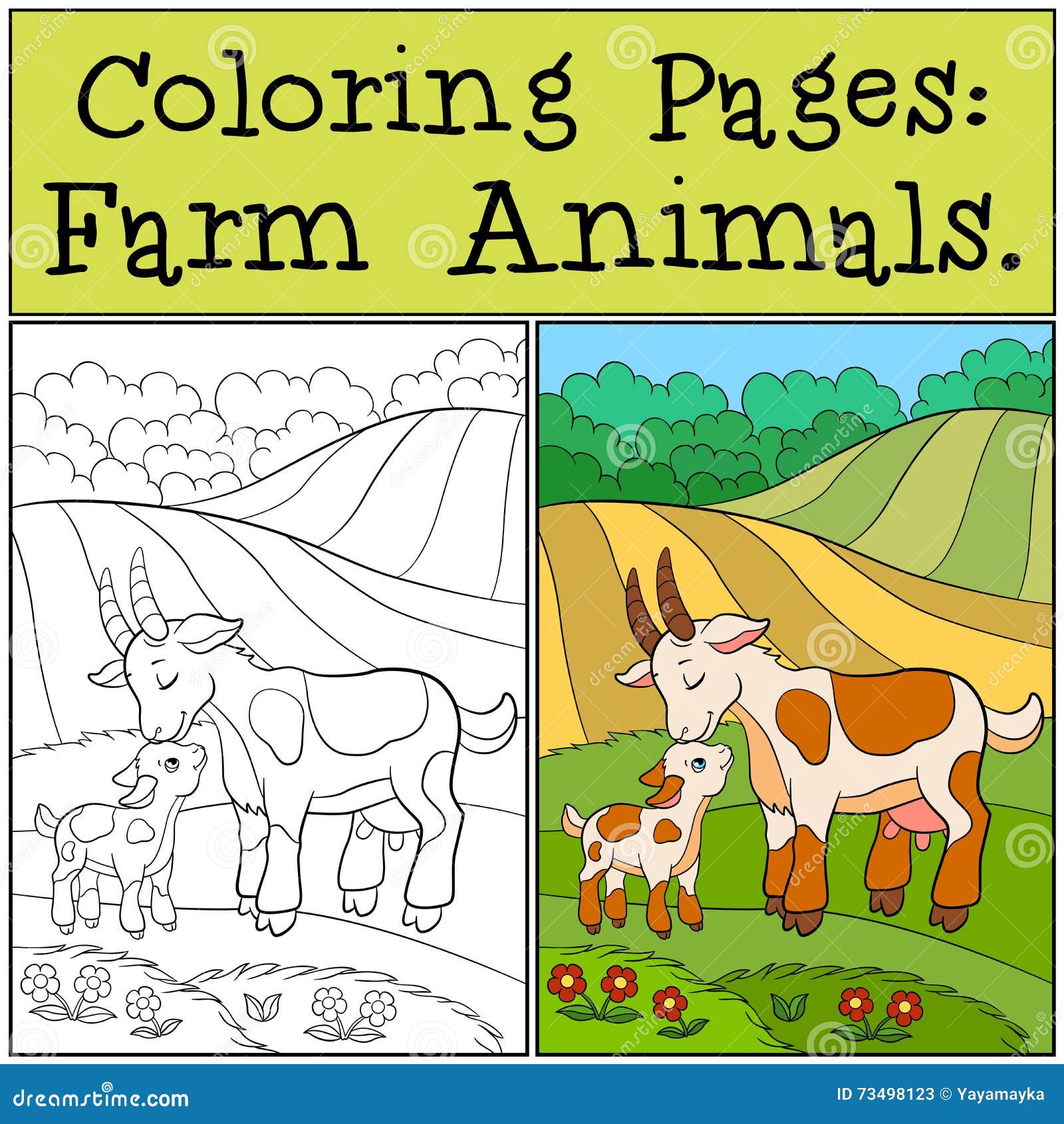 Coloring Pages: Farm Animals. Mother Goat with Her Baby. Stock Vector - Illustration of coloration, education: 73498123 Coloring Pages: Farm Animals. Mother Goat with Her Baby. Stock Vector - Illustration of coloration, education: 73498123