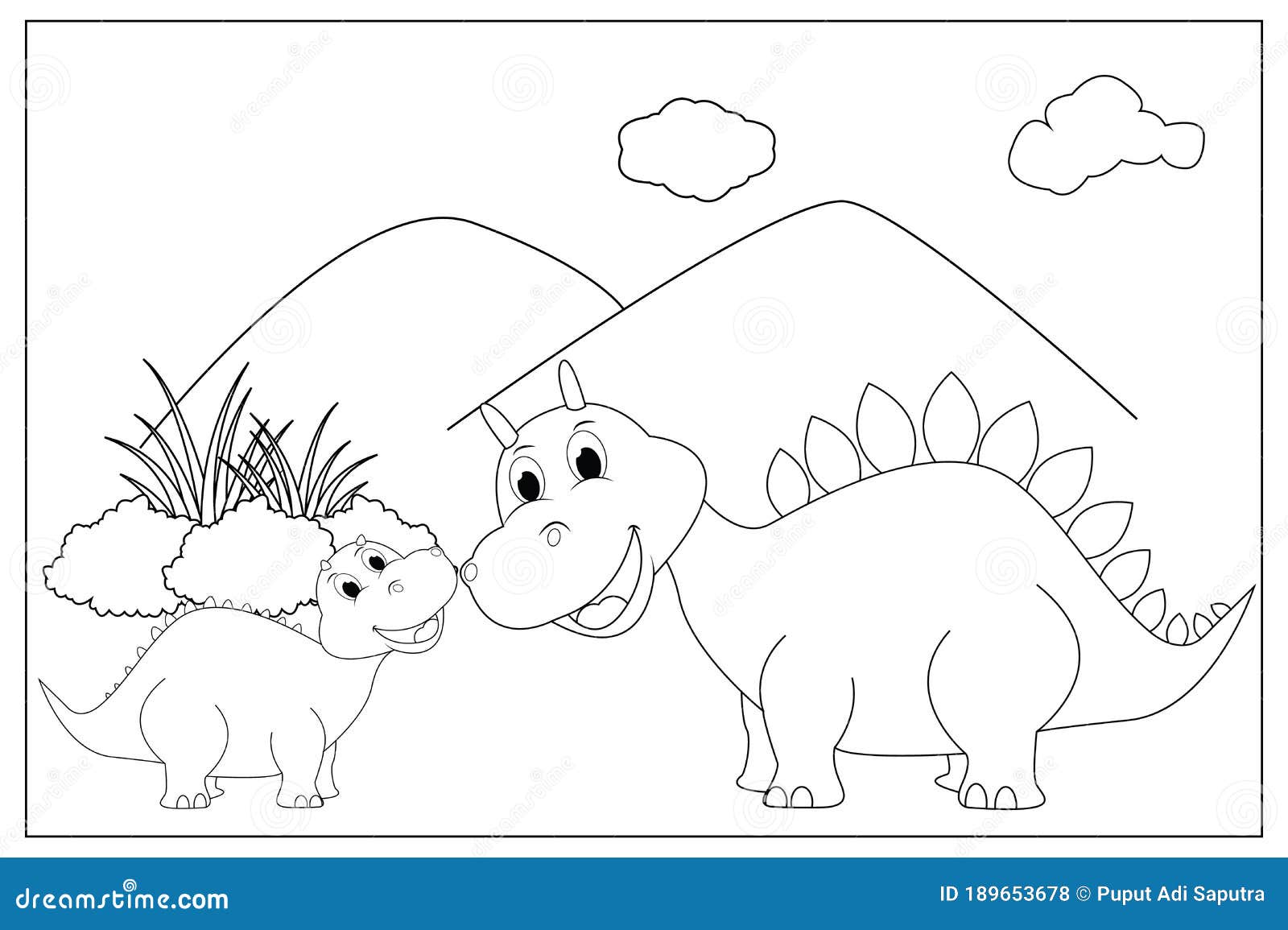 Coloring Pages for Kids with Cute Dinosaur Stock Vector ...